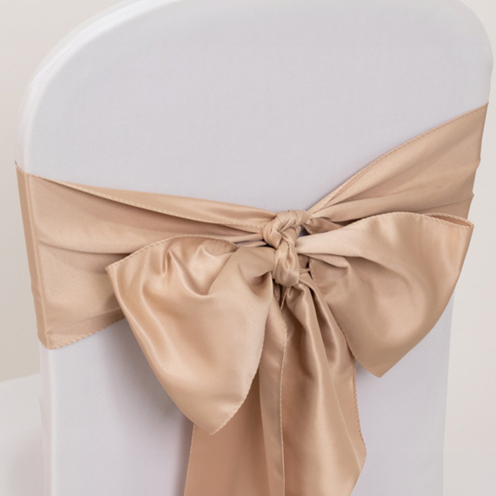 5 Pack Lamour Satin 6x106 Chair Sashes Nude - Stylish Reusable Decorative Bows