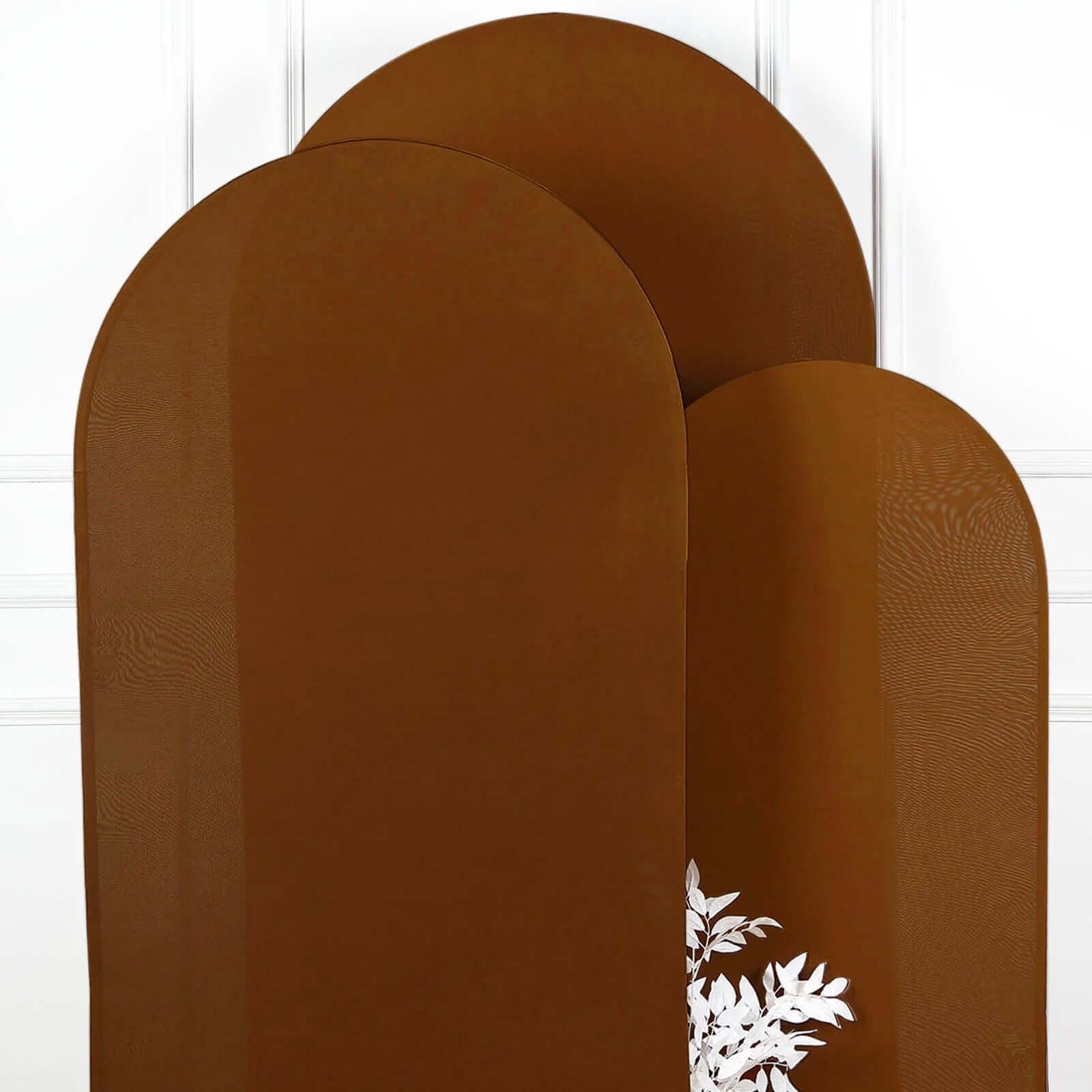 6ft Cinnamon Brown Spandex Fitted Chiara Backdrop Stand Cover For Round Top Wedding Arch