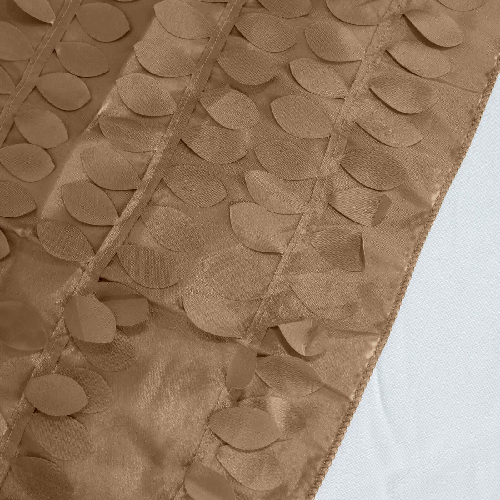 Taffeta Fabric 12x108 Table Runner Taupe - 3D Leaf Petal Design