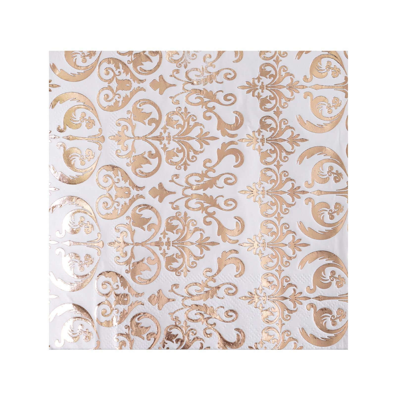 20-Pack Paper Dinner Napkins with Vintage Print Metallic Rose Gold - Disposable 3 Ply Cocktail Napkins for Weddings