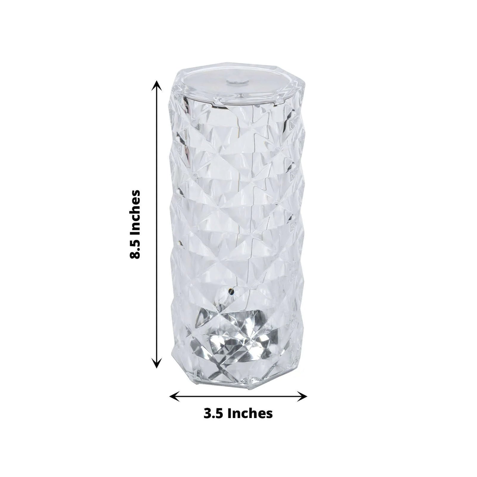 Acrylic LED Pillar Lamp Rose Diamond Design Color Changing - Touch + Remote Operated Table Light 3.5x8.5