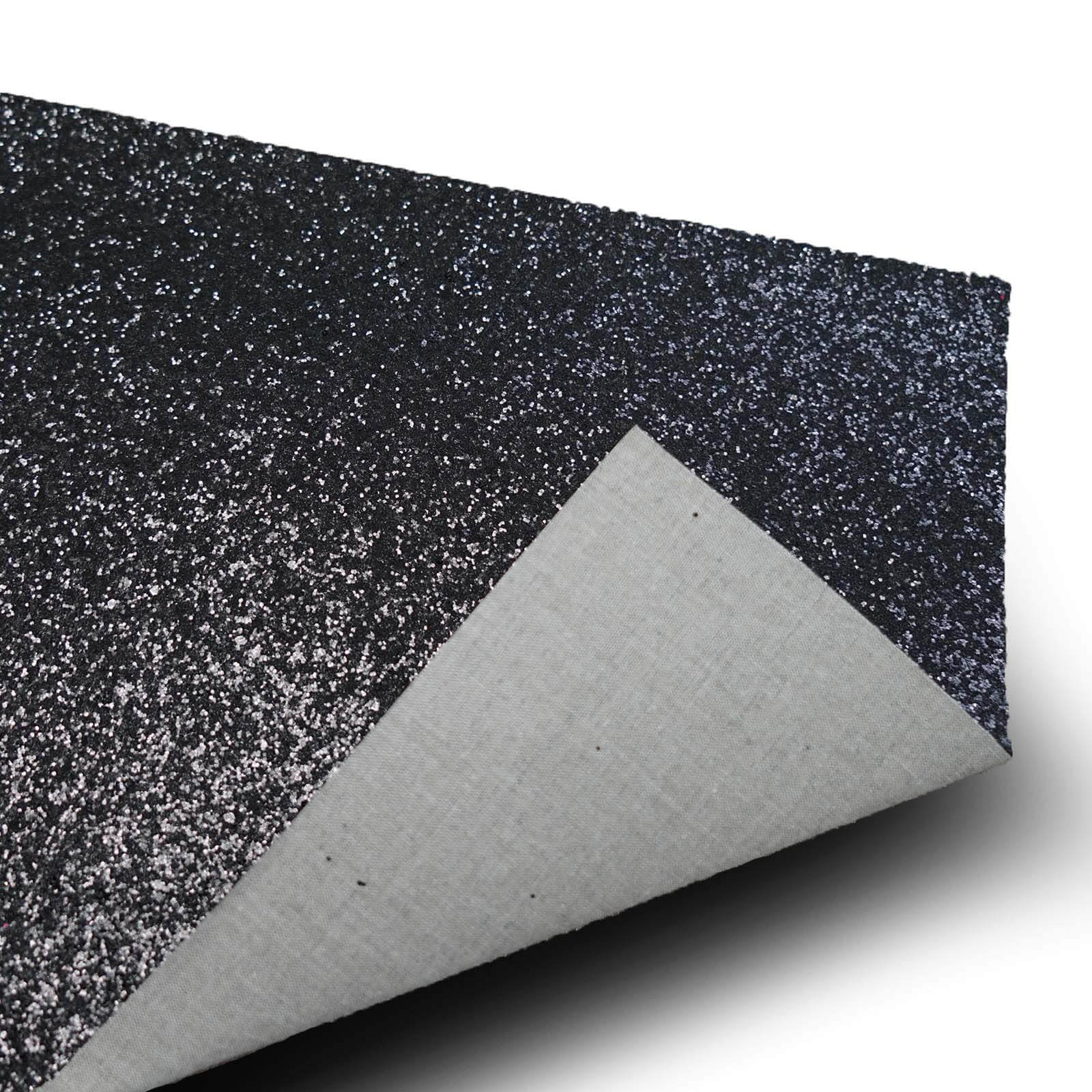 6-Pack Placemats Glitter Design Black Sparkle Rectangle - Non-Slip Decorative Dining Table Mats 12x18