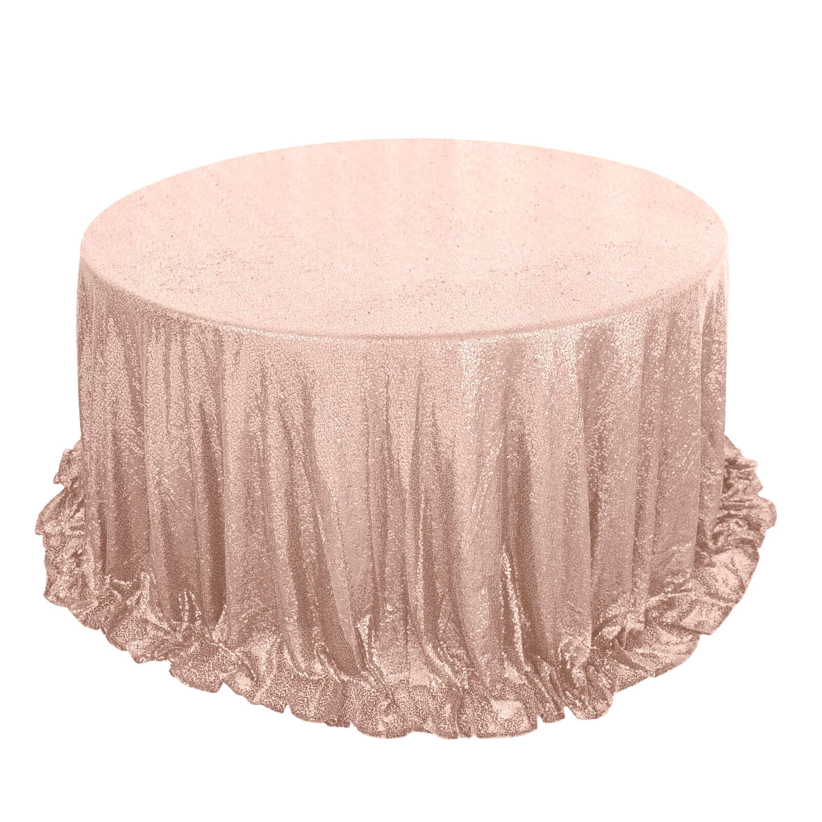 Sequin 132 Round Tablecloth Rose Gold - Seamless Dazzling Table Cover