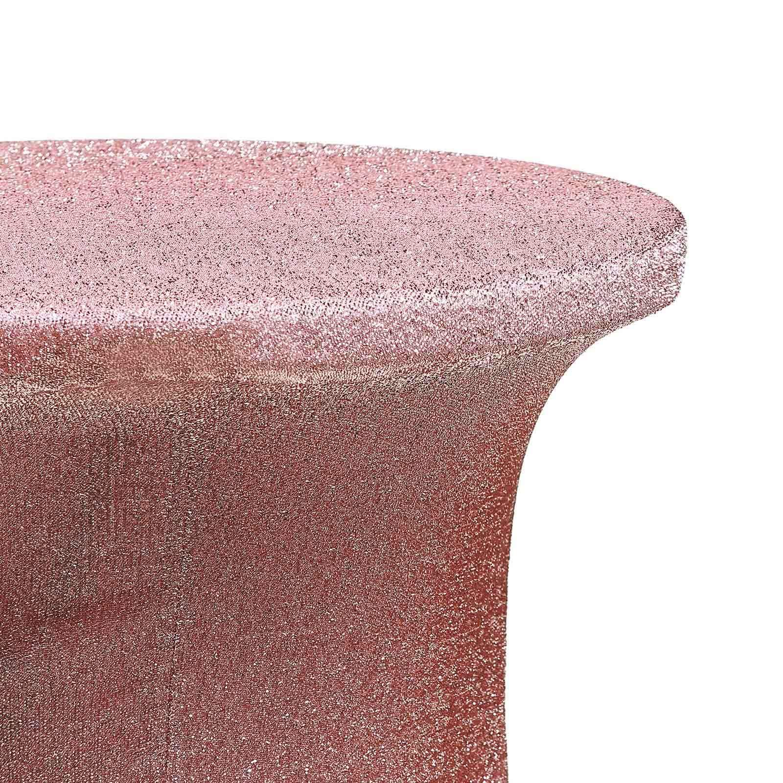 Metallic Spandex 36 Fitted Glitter Round Cocktail Table Cover Rose Gold - Stretch Fit for High Top Tables