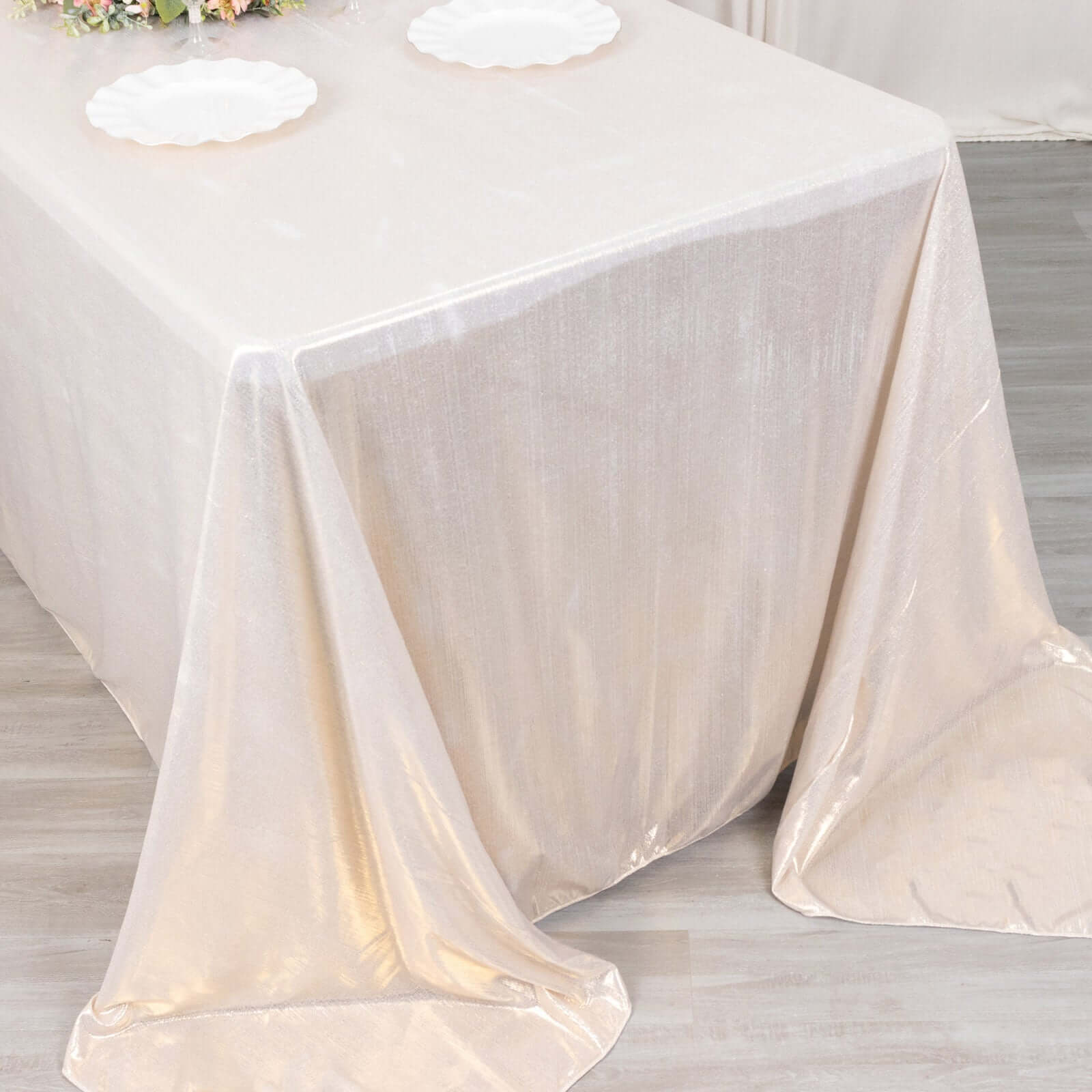 Sequin Dots Polyester 90x132 Rectangle Tablecloth Shimmering Beige - Seamless, Glittering & Wrinkle Free Table Cover