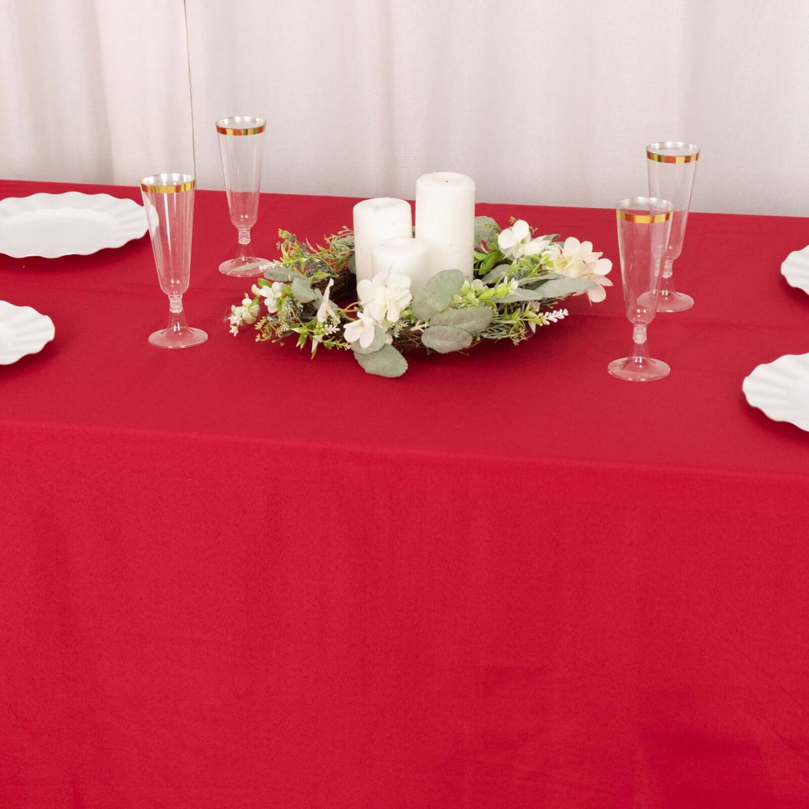 Polyester 90x132 Rectangle Tablecloth Wine - Seamless Wrinkle-Resistant Table Cover