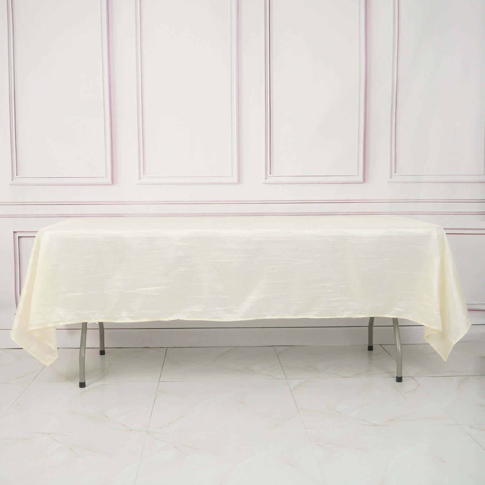 Taffeta 60x102 Rectangle Tablecloth Ivory - Accordion Crinkle Table Cover