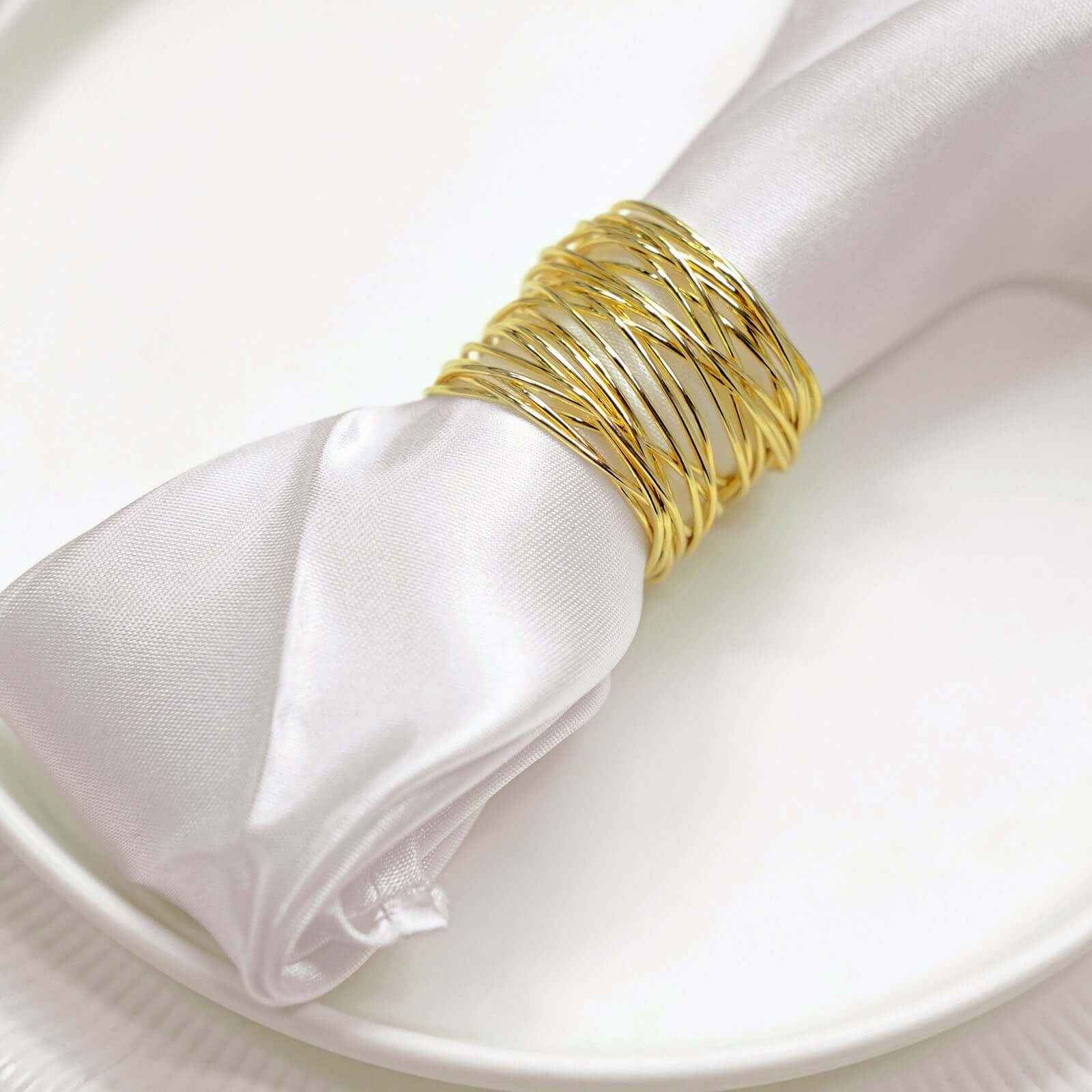 4 Pack Shiny Gold Metal Wire Paper or Cloth Linen Napkin Rings