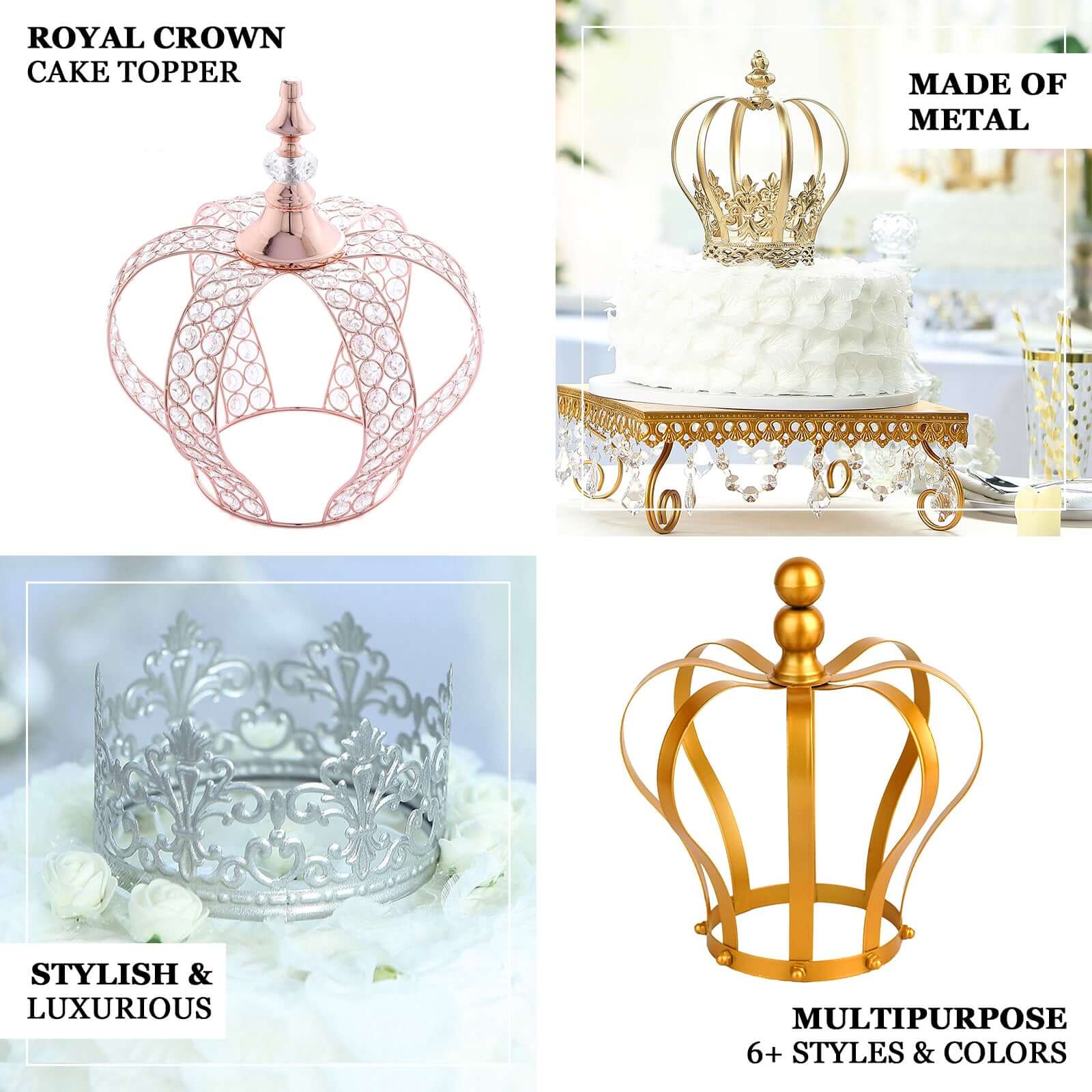 Metal Royal Crown Cake Topper Silver - Sophisticated Wedding Cake Centerpiece Decor for Themed Events 9