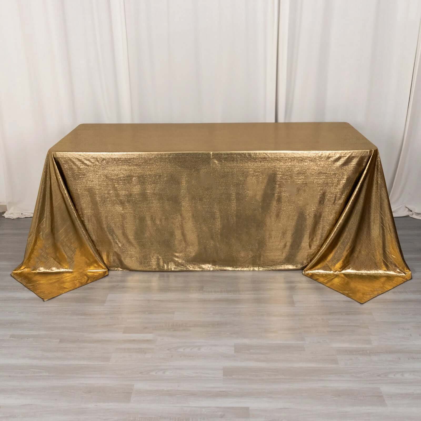 Sequin Dots Polyester 90x132 Rectangle Tablecloth Shimmering Antique Gold - Seamless, Glittering & Wrinkle Free Table Cover