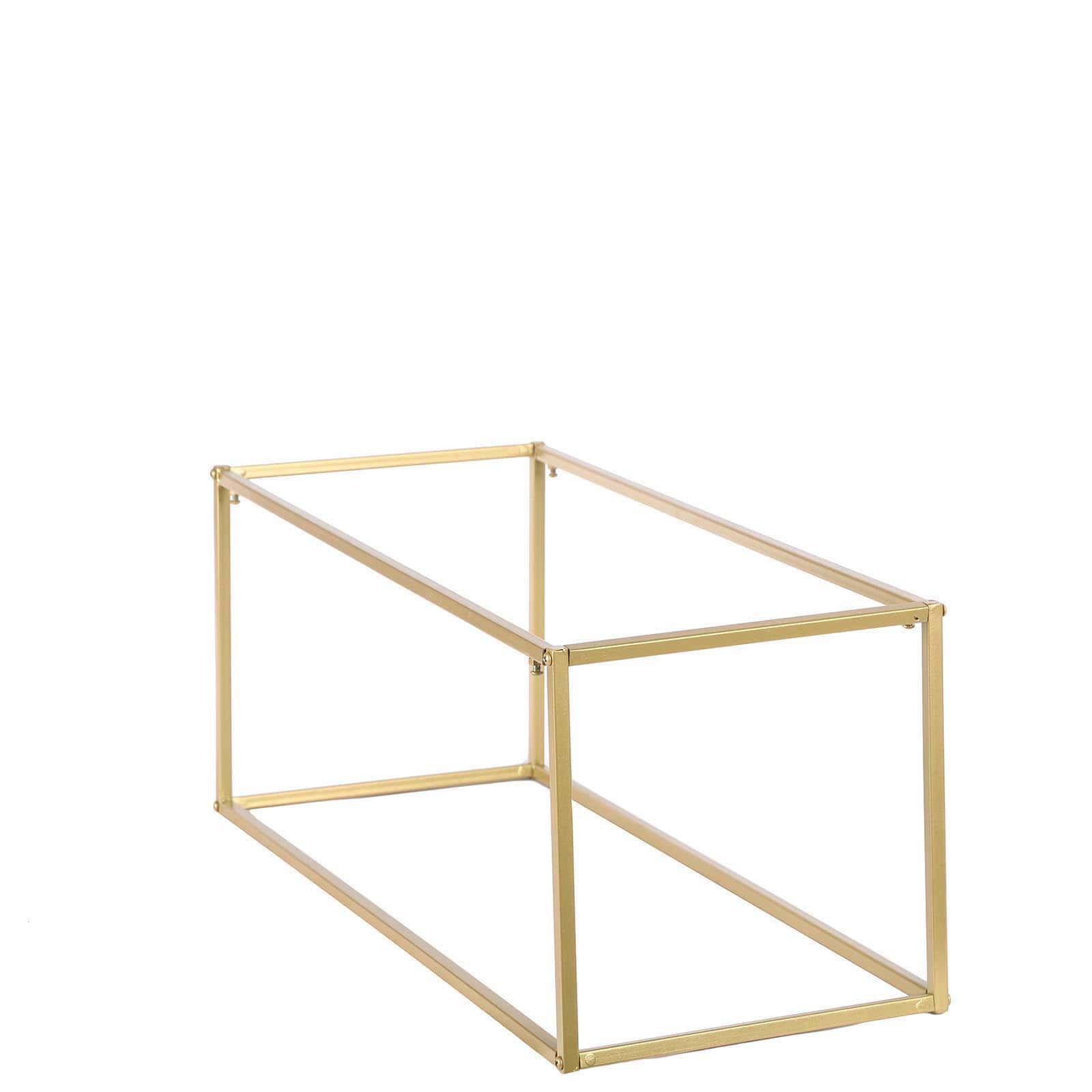 2-Pack Wedding Flower Stand Gold Metal Geometric Column Frame Rectangular - Versatile Floral Pedestal for Sophisticated Arrangements 24