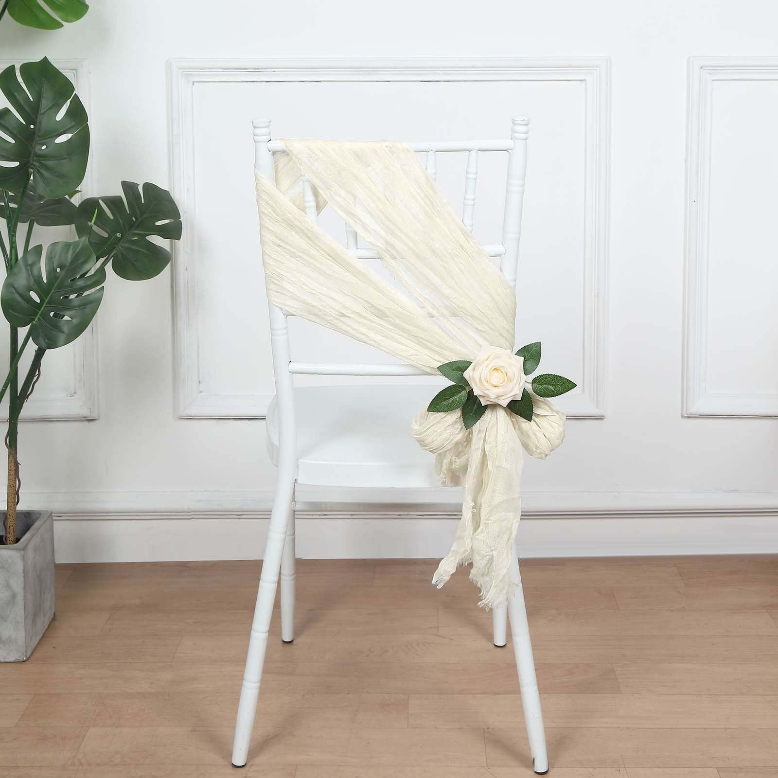 5 Pack Cheesecloth Gauze 16x88 Chair Sashes Cream - Boho Chair Decorations