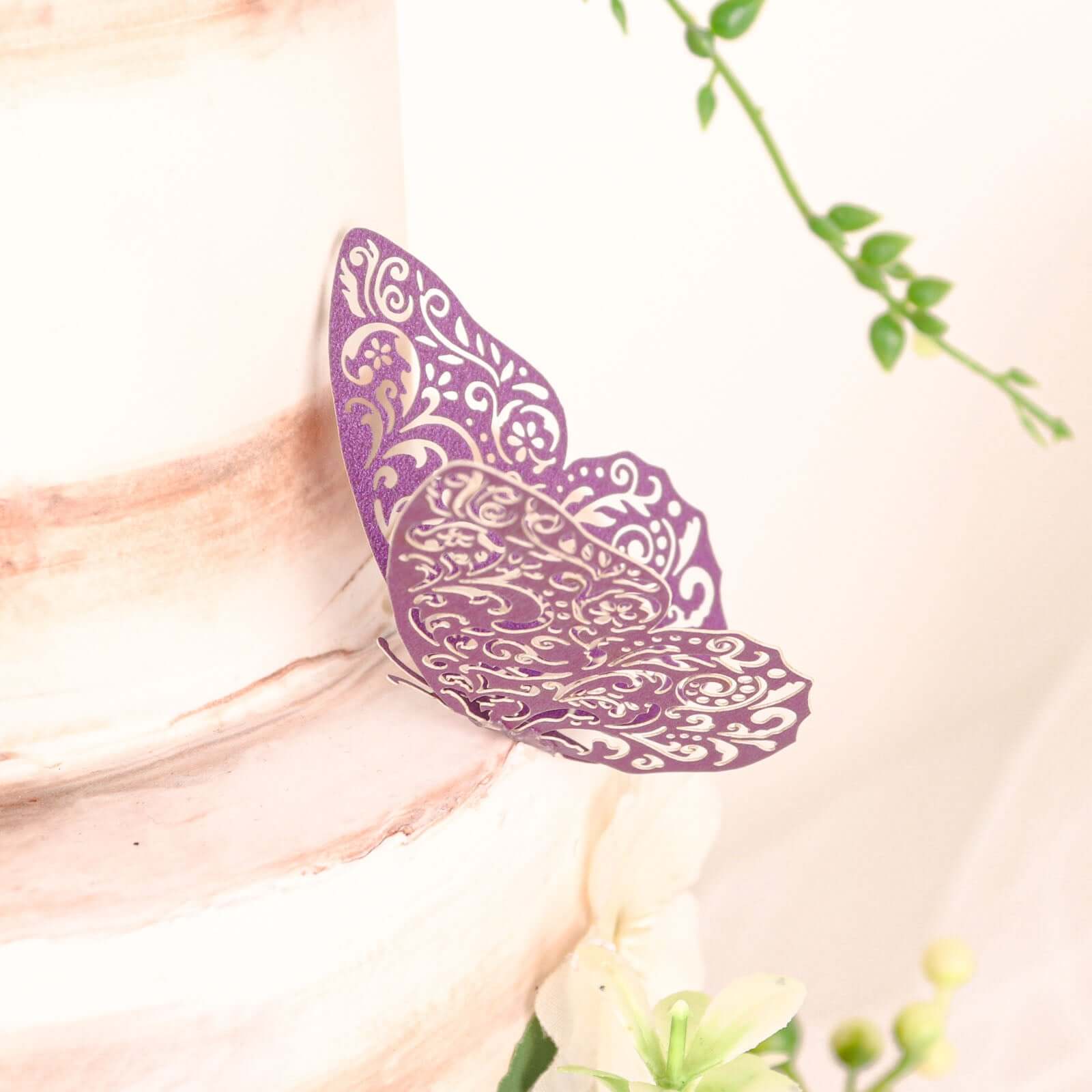 12-Pack 3D Butterfly Wall Decals, DIY Removable Mural Stickers Purple Cake Decorations Eye-Catching Design