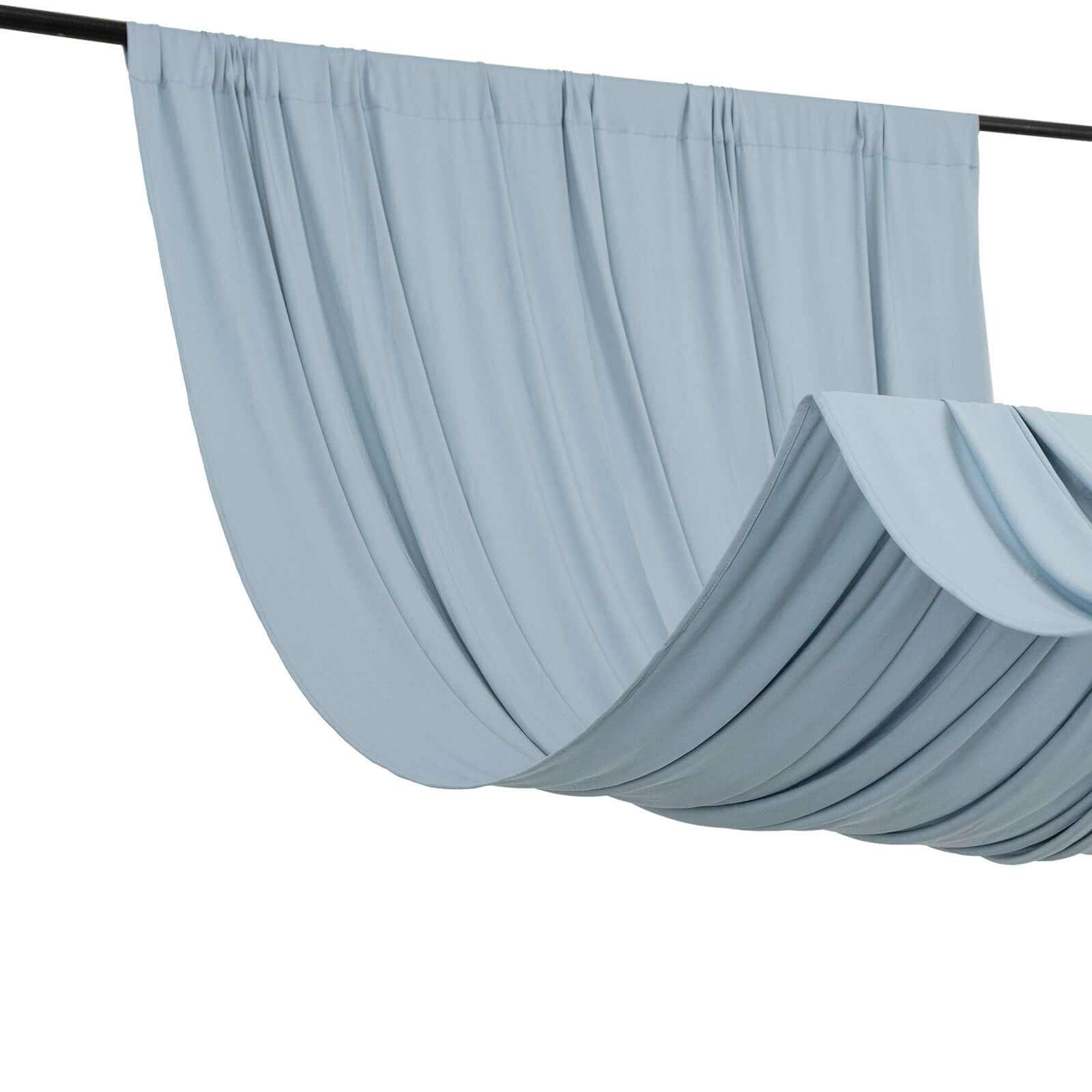 Dusty Blue 4-Way Stretch Spandex Event Curtain Drapes, Wrinkle Free Backdrop Event Panel with Rod Pockets - 5ftx10ft