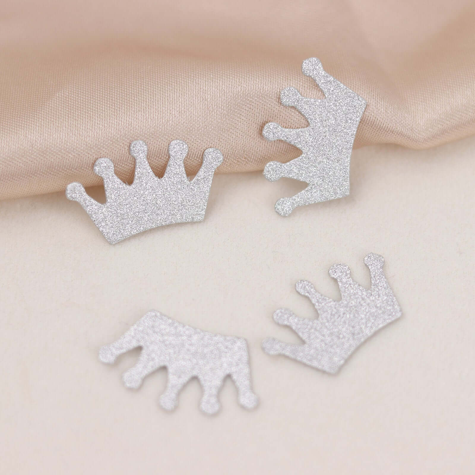 300 Pcs Glitter Princess Crown Paper Confetti Double-Sided Silver, Baby Shower Party Table Scatters - Decorative & Sparkling Design