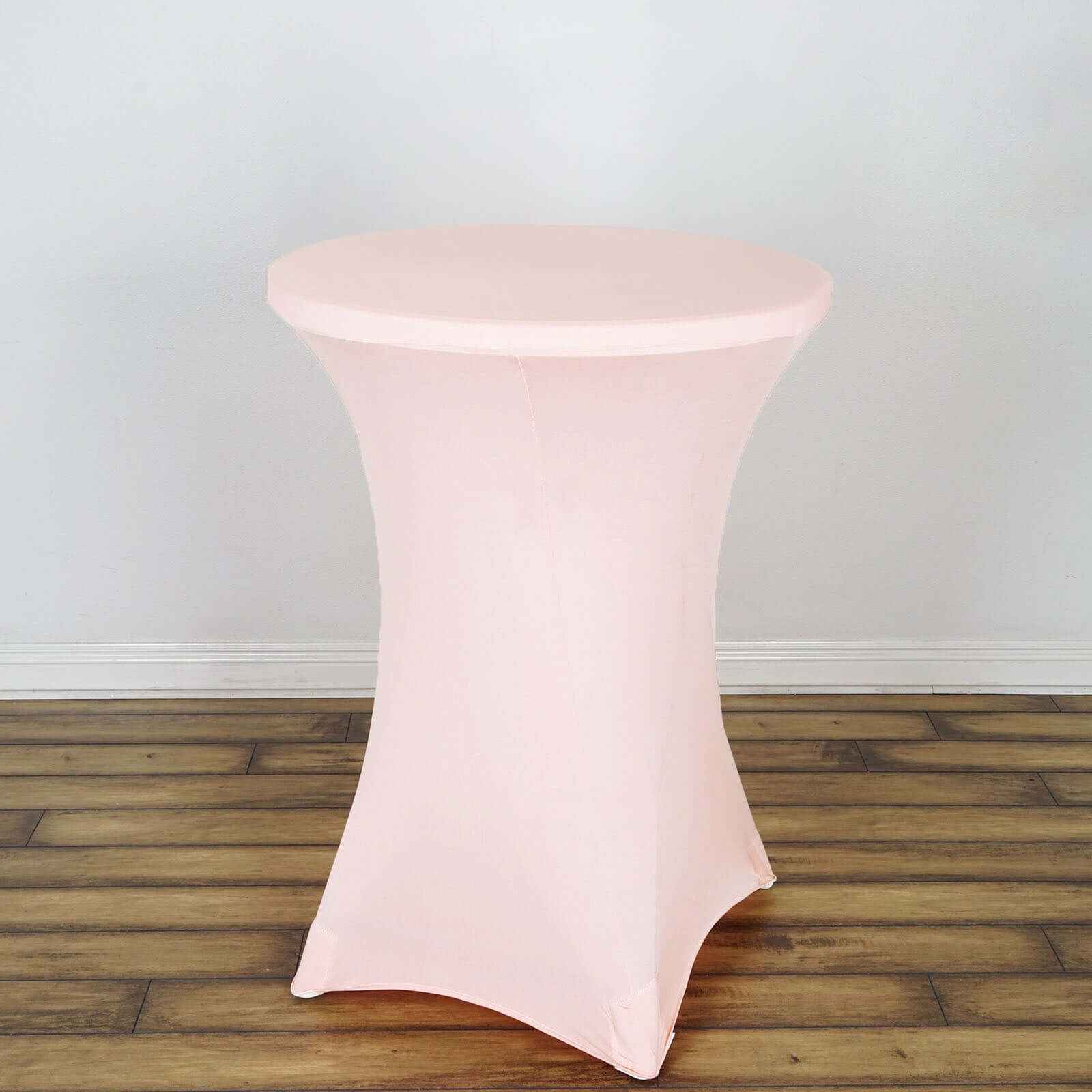 Spandex 24-32 Round Cocktail Table Cover Blush - Easy to Maintain Stretch Fitted Highboy Tablecloth