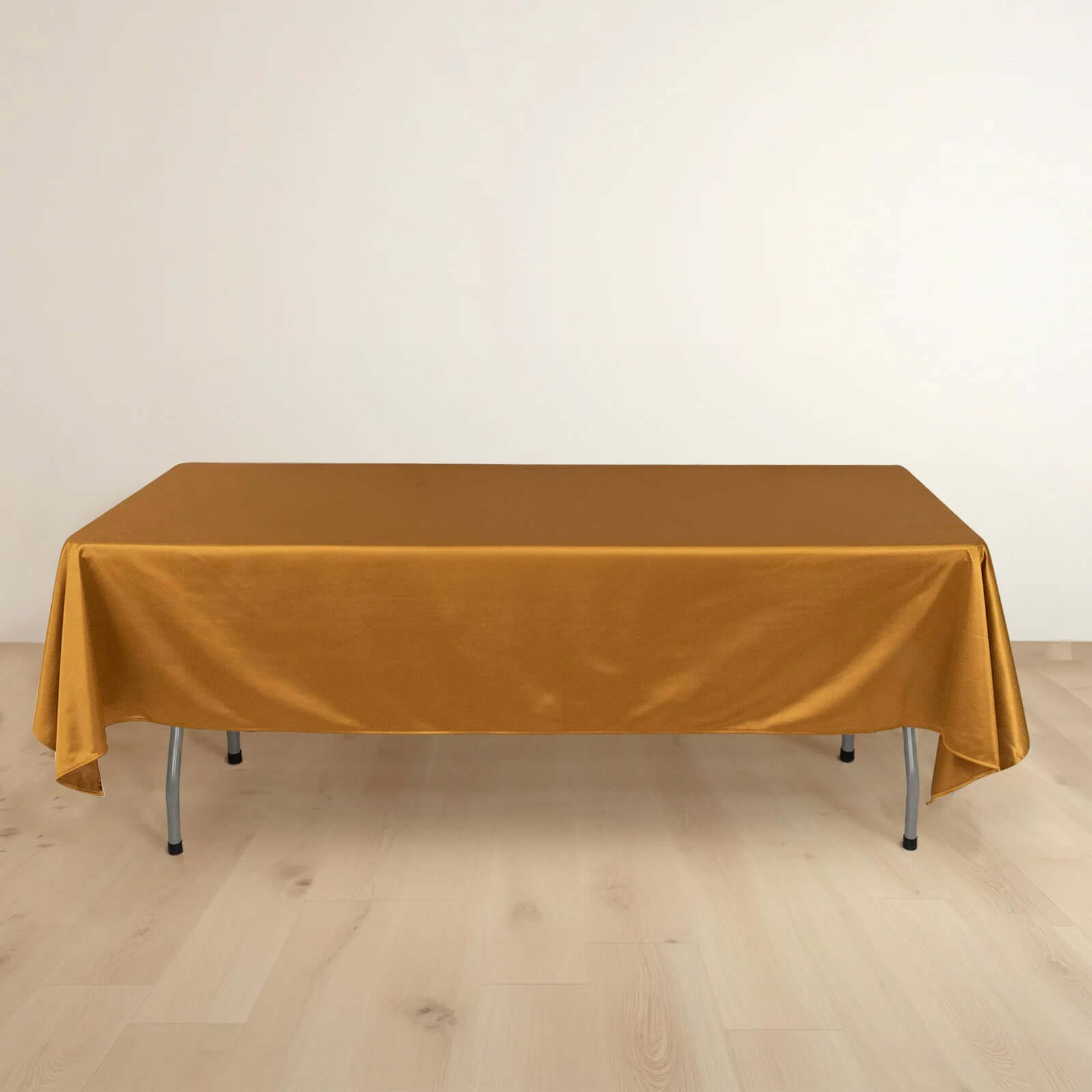 Premium Scuba Rectangular 60x102 Tablecloth Shimmering Gold - Wrinkle Free, Stain Resistant & Seamless Table Cover for Weddings and Parties