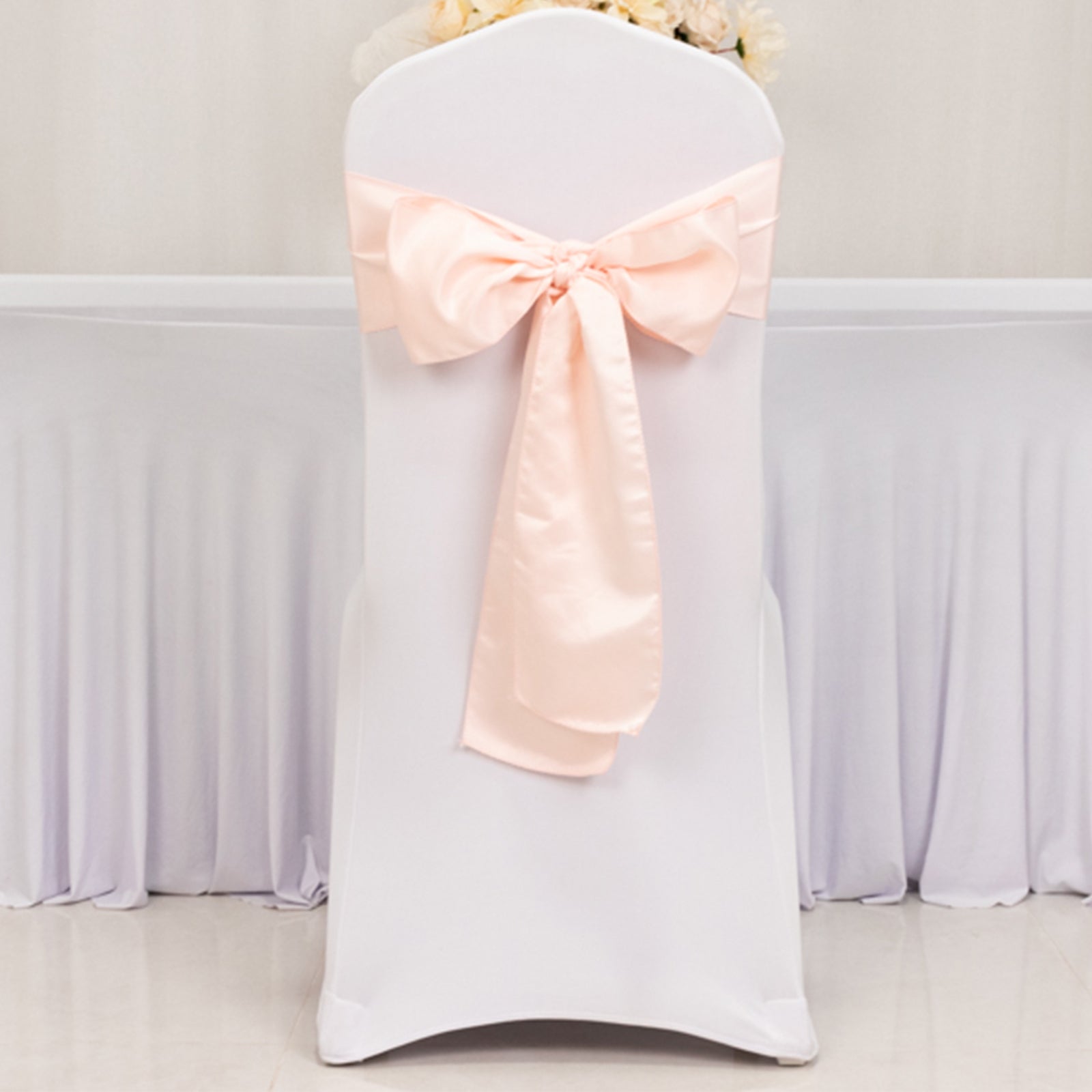 5 Pack Lamour Satin 6x106 Chair Sashes Blush - Stylish Reusable Decorative Bows