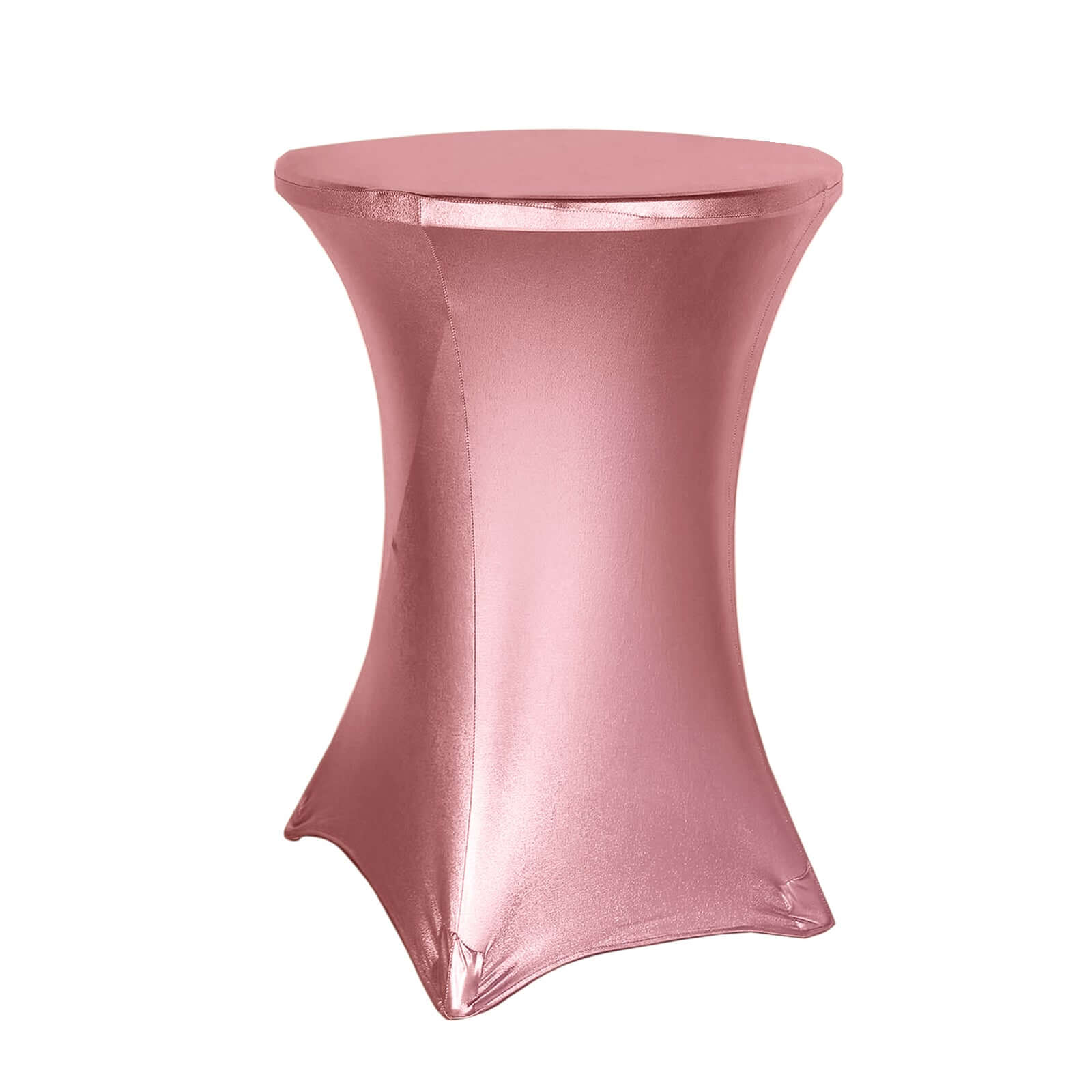 Metallic Spandex 32 Fitted Round Cocktail Table Cover Rose Gold Highboy Tablecloth - Stretch Fit & Water-Resistant