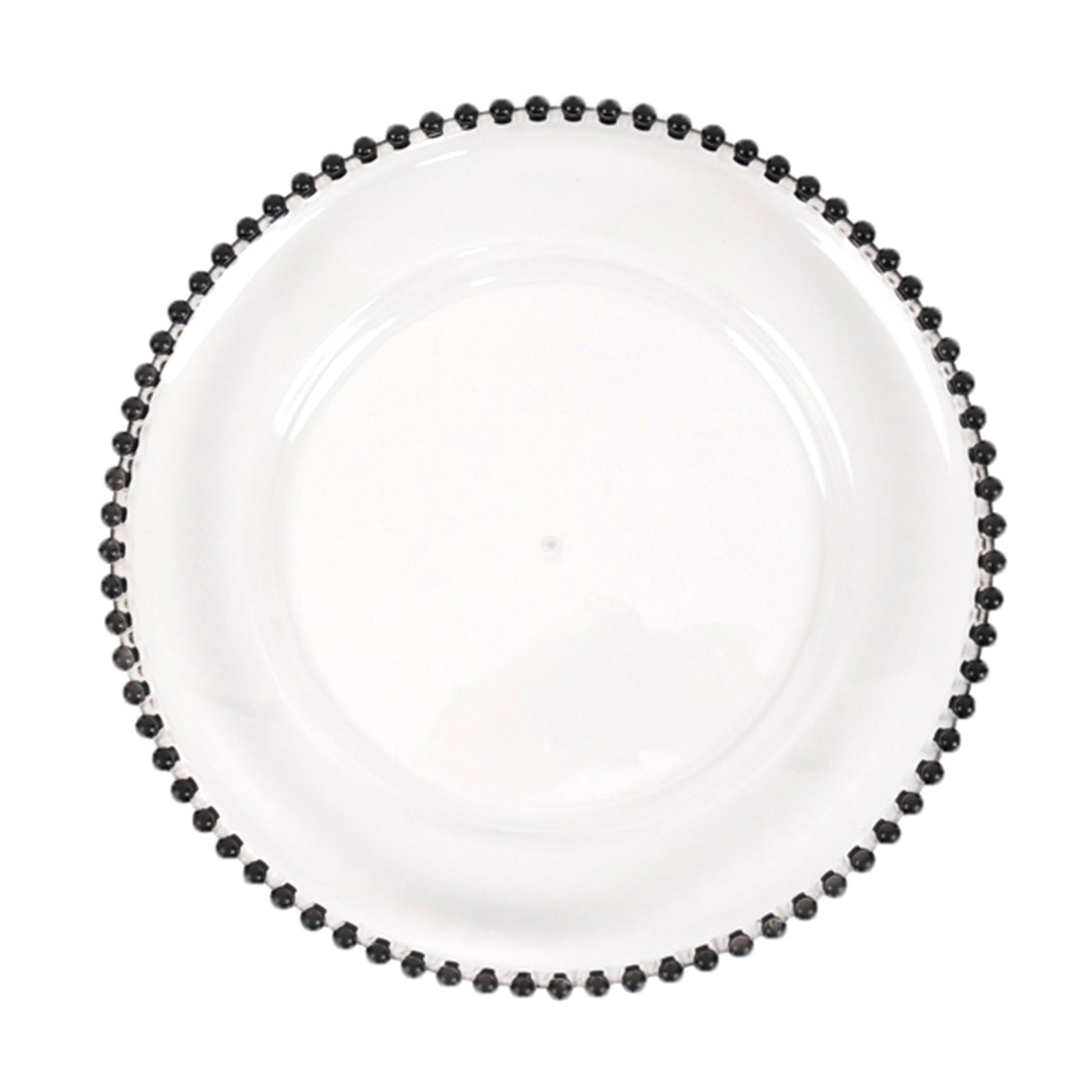 6-Pack Acrylic Round Charger Plates 13 in Clear with Black Beaded Rim, Decorative Dinner Party Charger Tableware