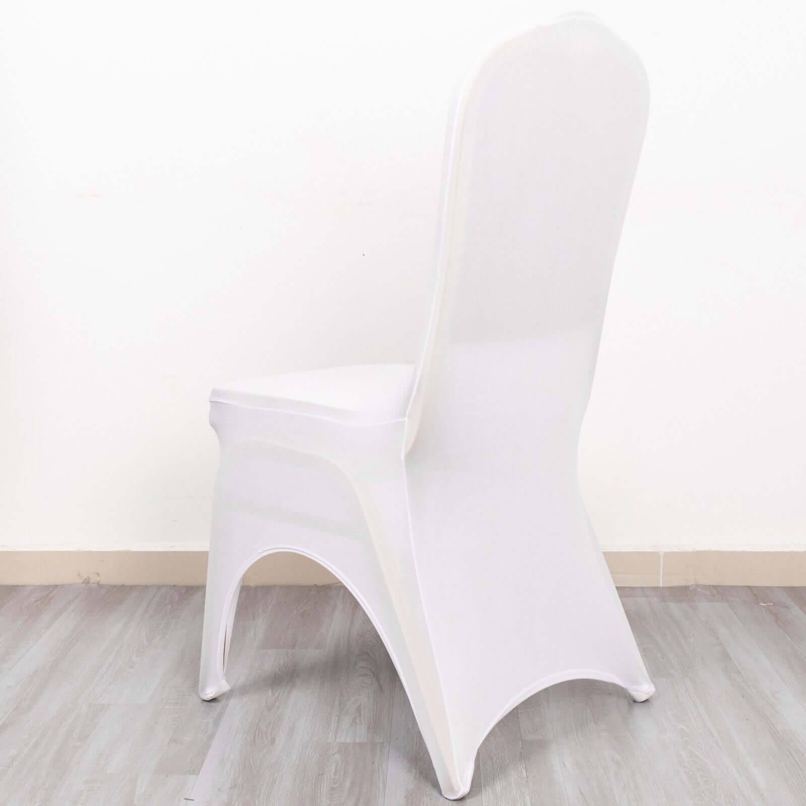 Premium Stretch Spandex Chair Cover for Banquet Chairs White - Durable Fitted 160GSM Fabric with 3-Way Open Arch & Foot Pockets