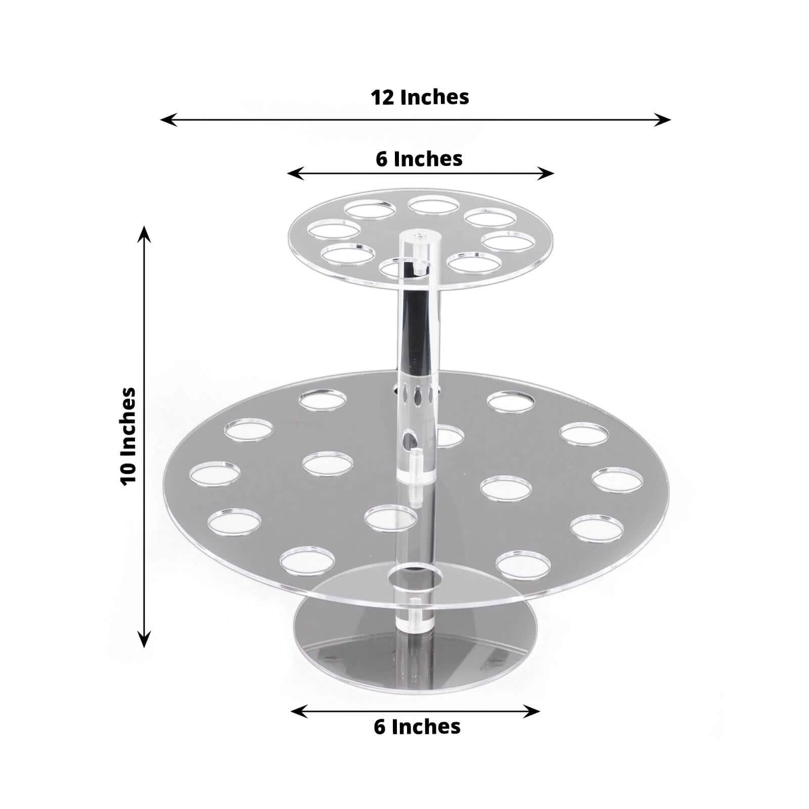 2 Tier Acrylic Round Ice Cream Cone Holder Clear - Sturdy Appetizer Dessert Display Stand with 24-Slots for Easy & Stylish Event Party Table Setup 12