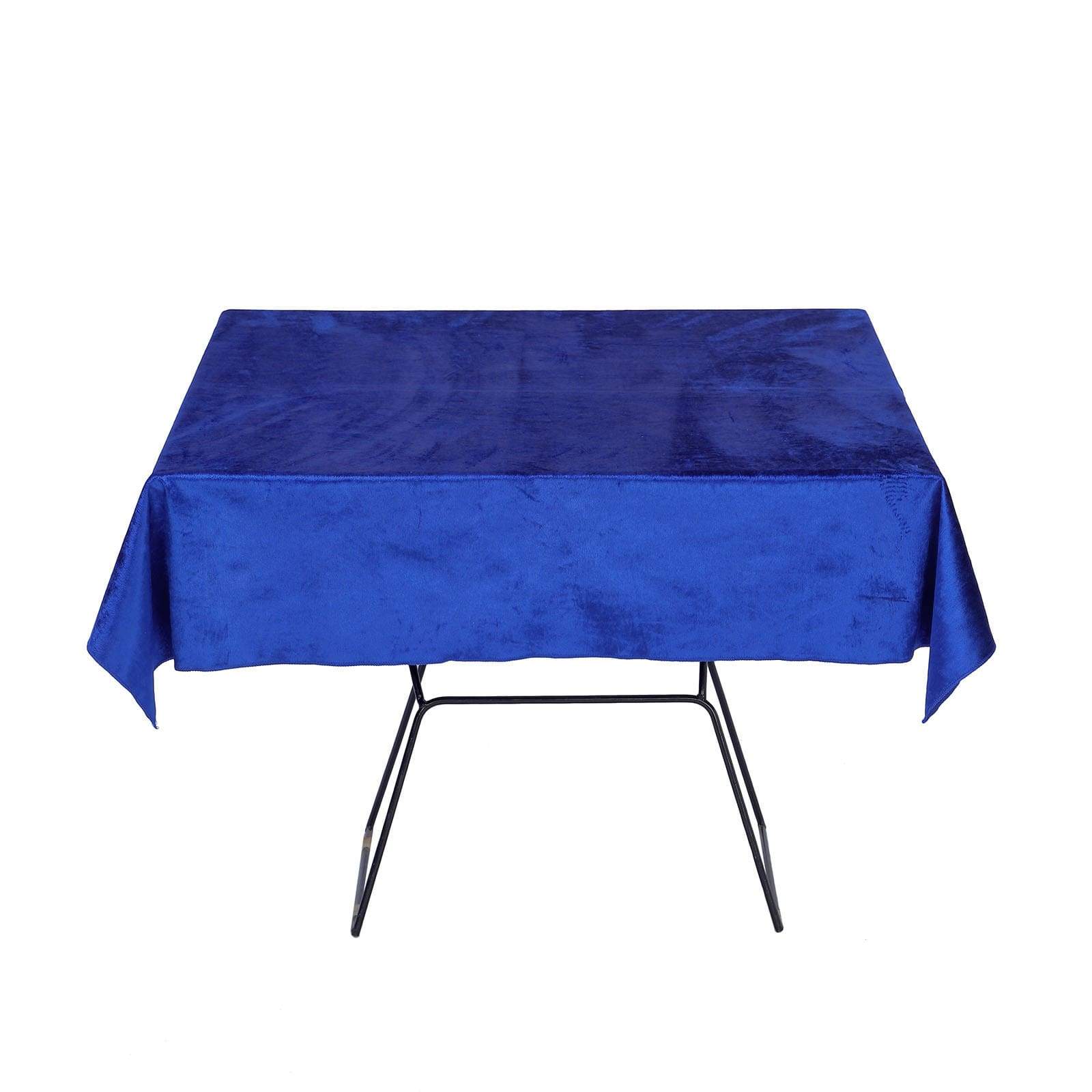 54x54 Royal Blue Seamless Premium Velvet Square Tablecloth, Reusable Linen