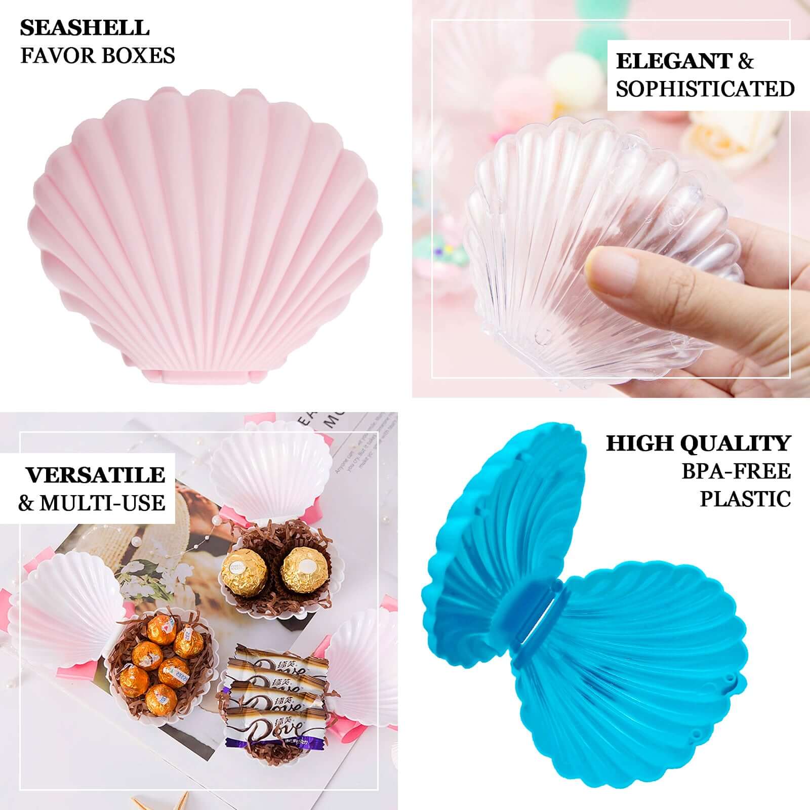 12-Pack Seashell Candy Container Gift Boxes White Beach Theme - Decorative Mini Favor Boxes for Jewelry 3.5