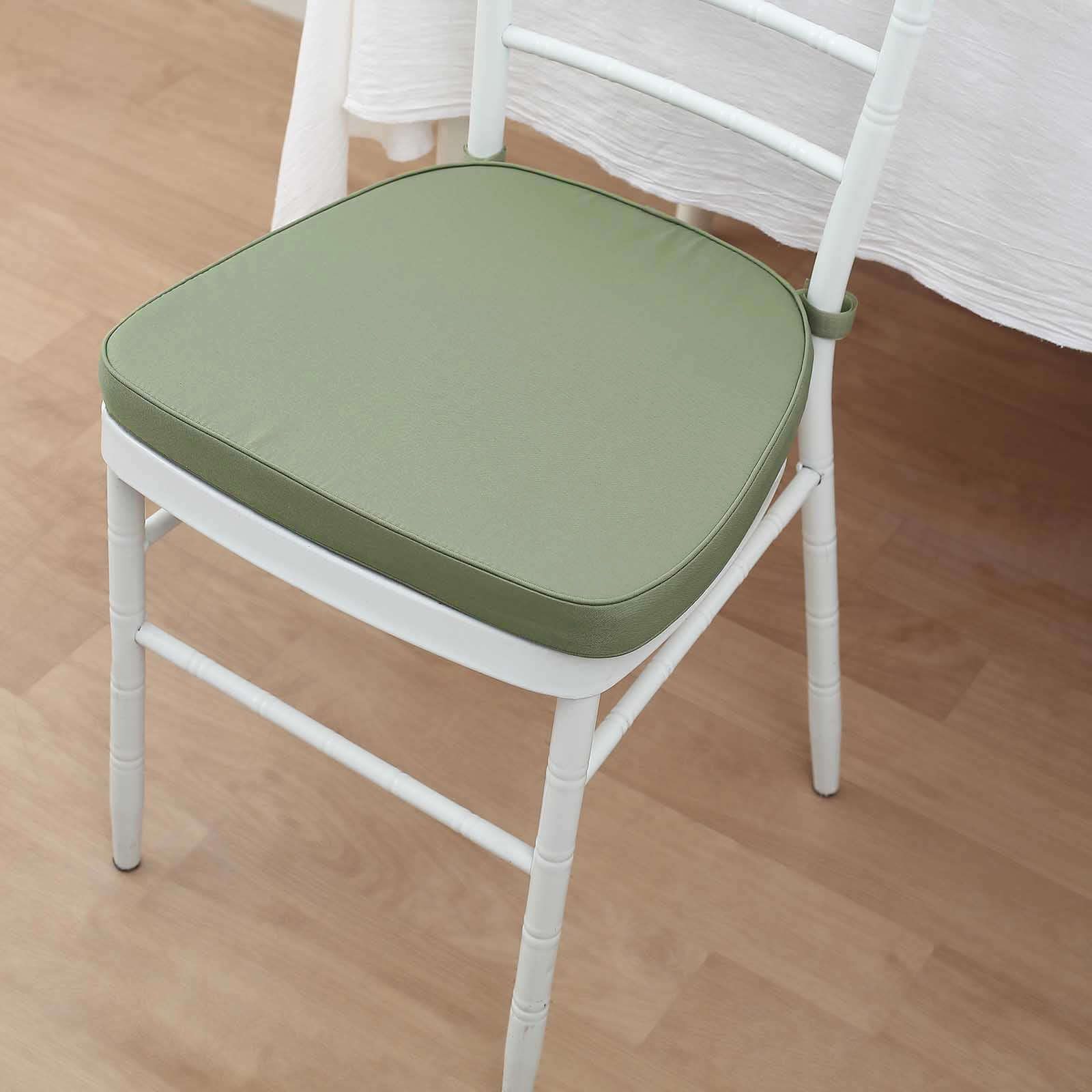 Chiavari Chair Cushion with 1.5 Thick Memory Foam and Ties Dusty Sage Green - Stylish Removable Cover for Comfort