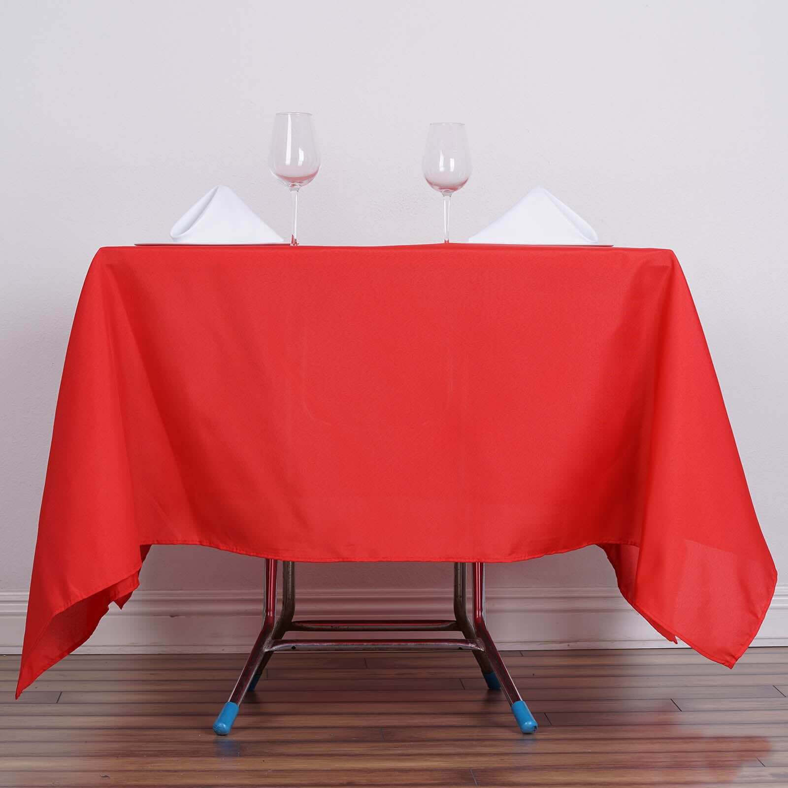 Polyester 70x70 Table Overlay Square Tablecloth Red - Wrinkle-Resistant & Durable Table Cover