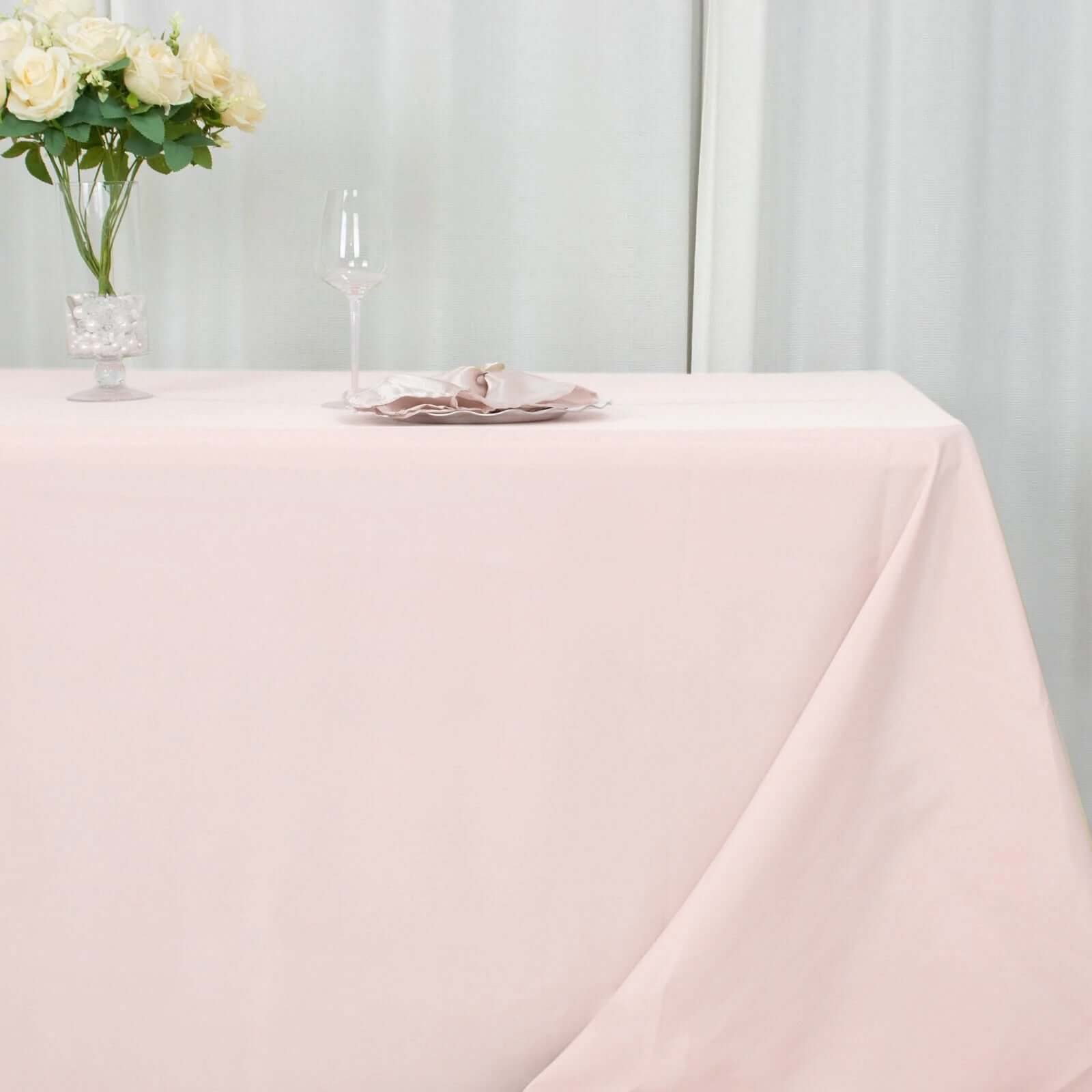 Premium Polyester 90x132 Rectangle Tablecloth Blush - Seamless 220GSM Stain-Resistant Table Cover