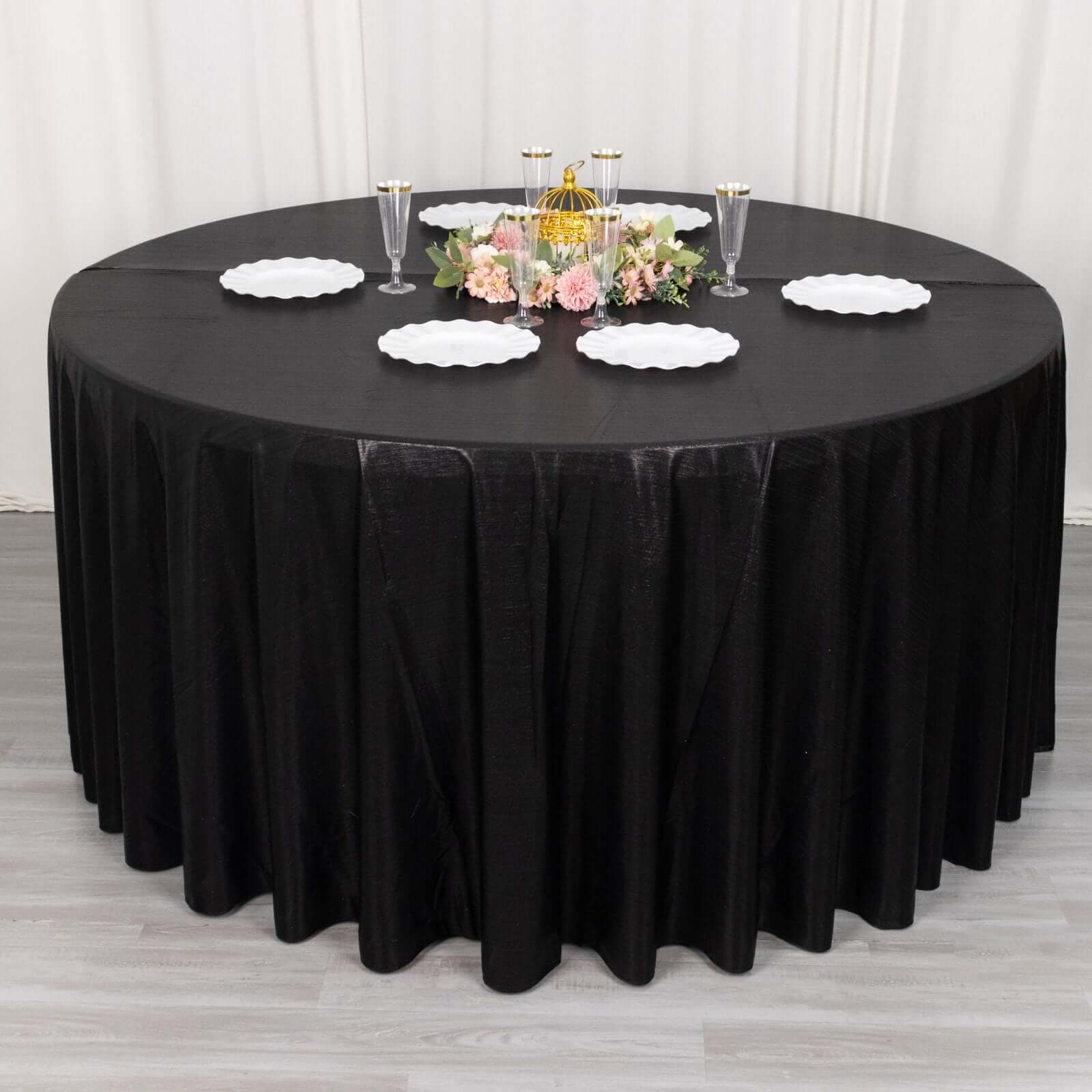 Sequin Dots Polyester Round 120 Tablecloth Black - Wrinkle Free & Sparkling Table Cover