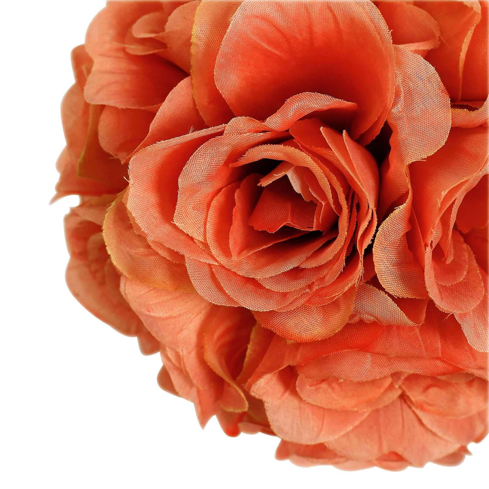 2 Pack 7 Terracotta (Rust) Artificial Silk Rose Kissing Ball, Faux Flower Ball