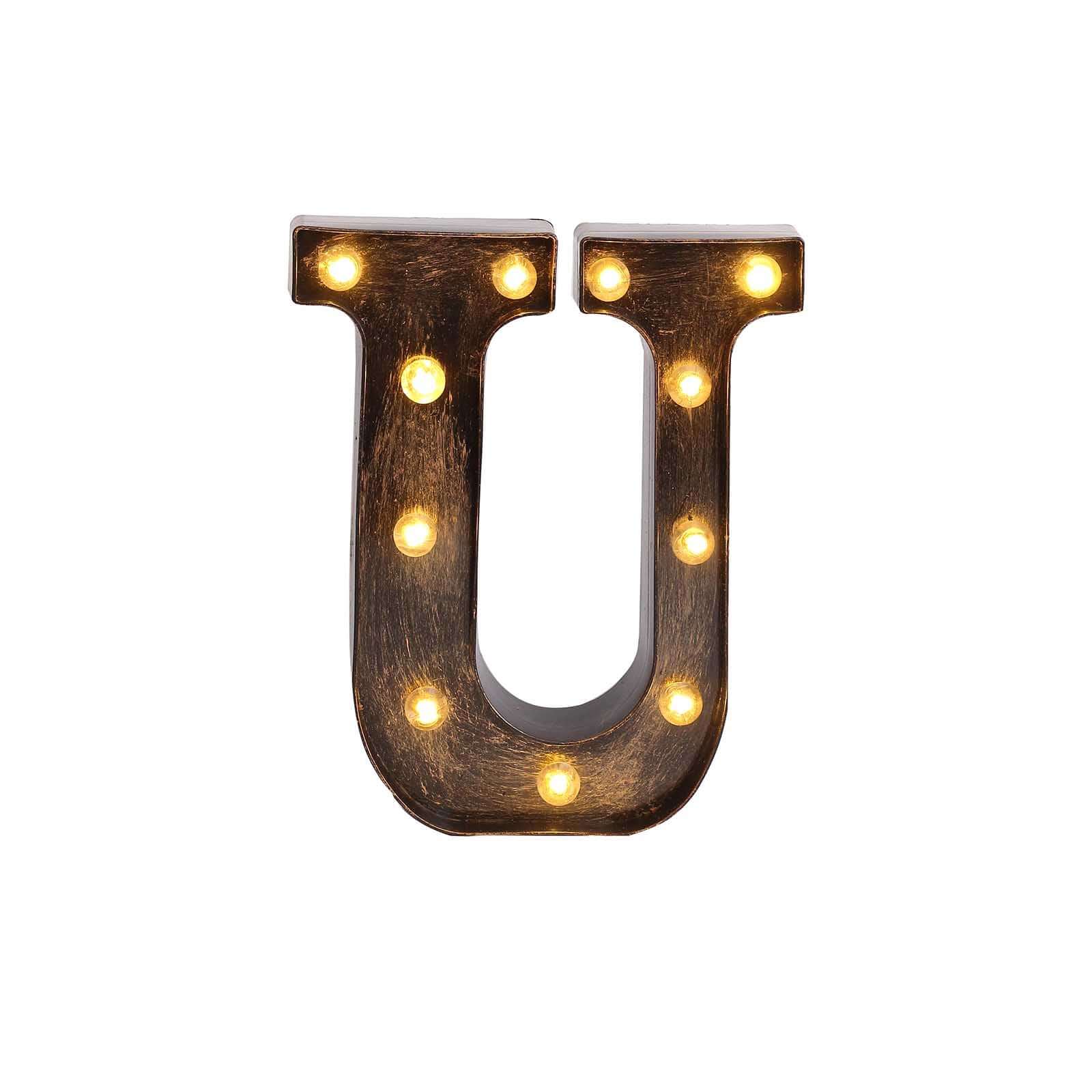 LED Marquee Letter U Industrial Style Antique Black - Light-Up Alphabet Sign for Weddings & Displays 9