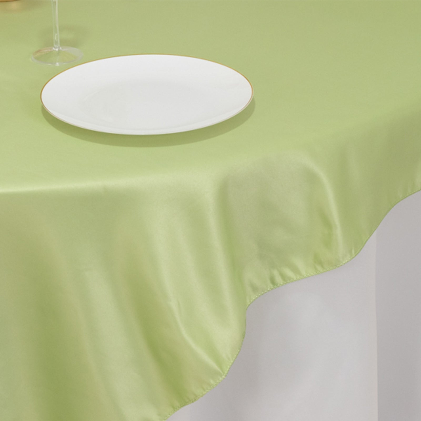 Lamour Satin 72x72 Table Overlay Square Tablecloth Sage Green - Smooth Finish Table Topper