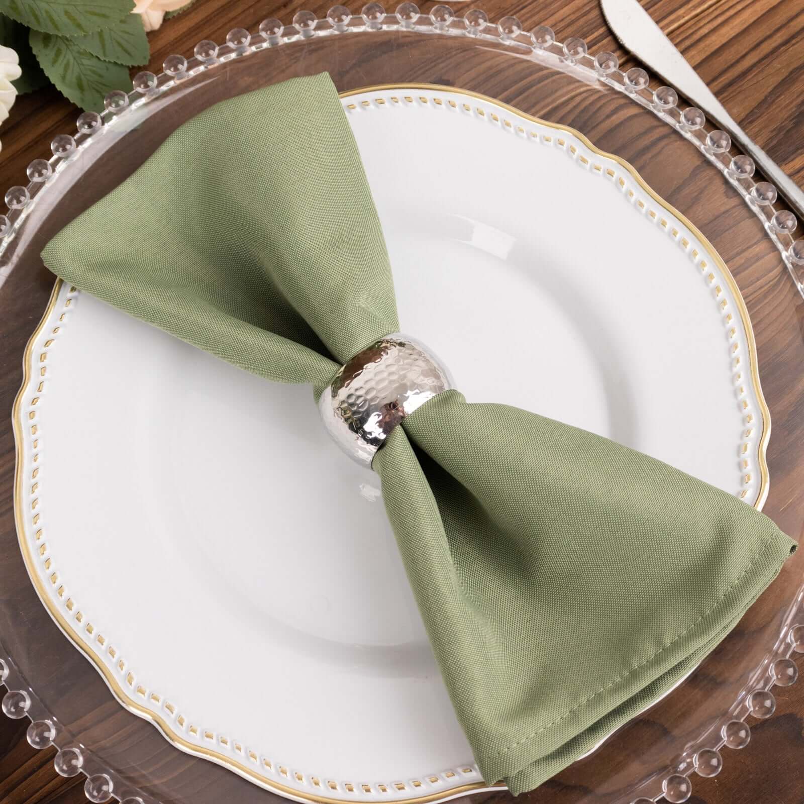 5 Pack Premium Polyester 20x20 Napkins Dusty Sage Green - Wrinkle-Resistant & Durable Dinner Napkins