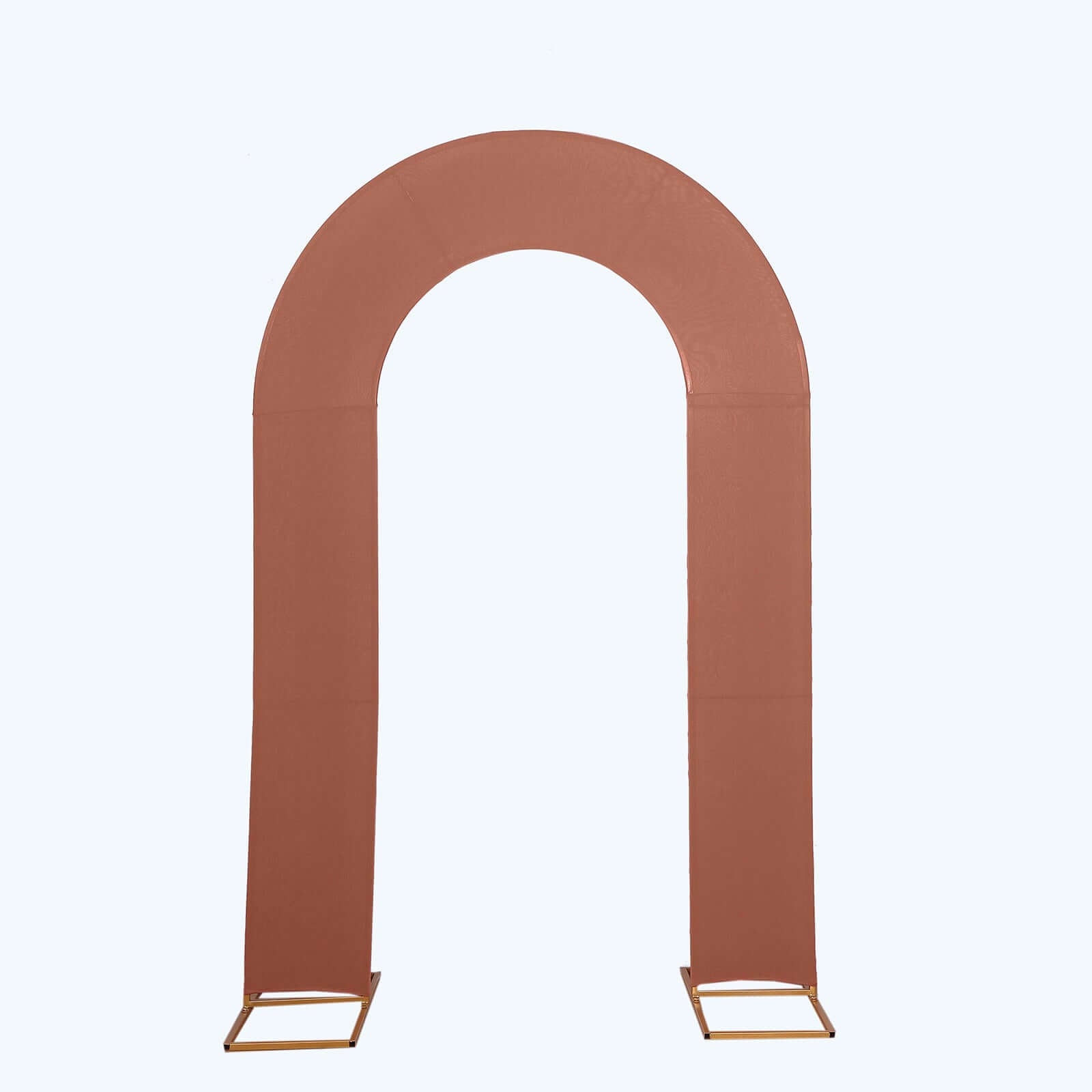 8ft Terracotta (Rust) Spandex Fitted Open Arch Wedding Arch Cover, Double-Sided U-Shaped Backdrop Slipcover