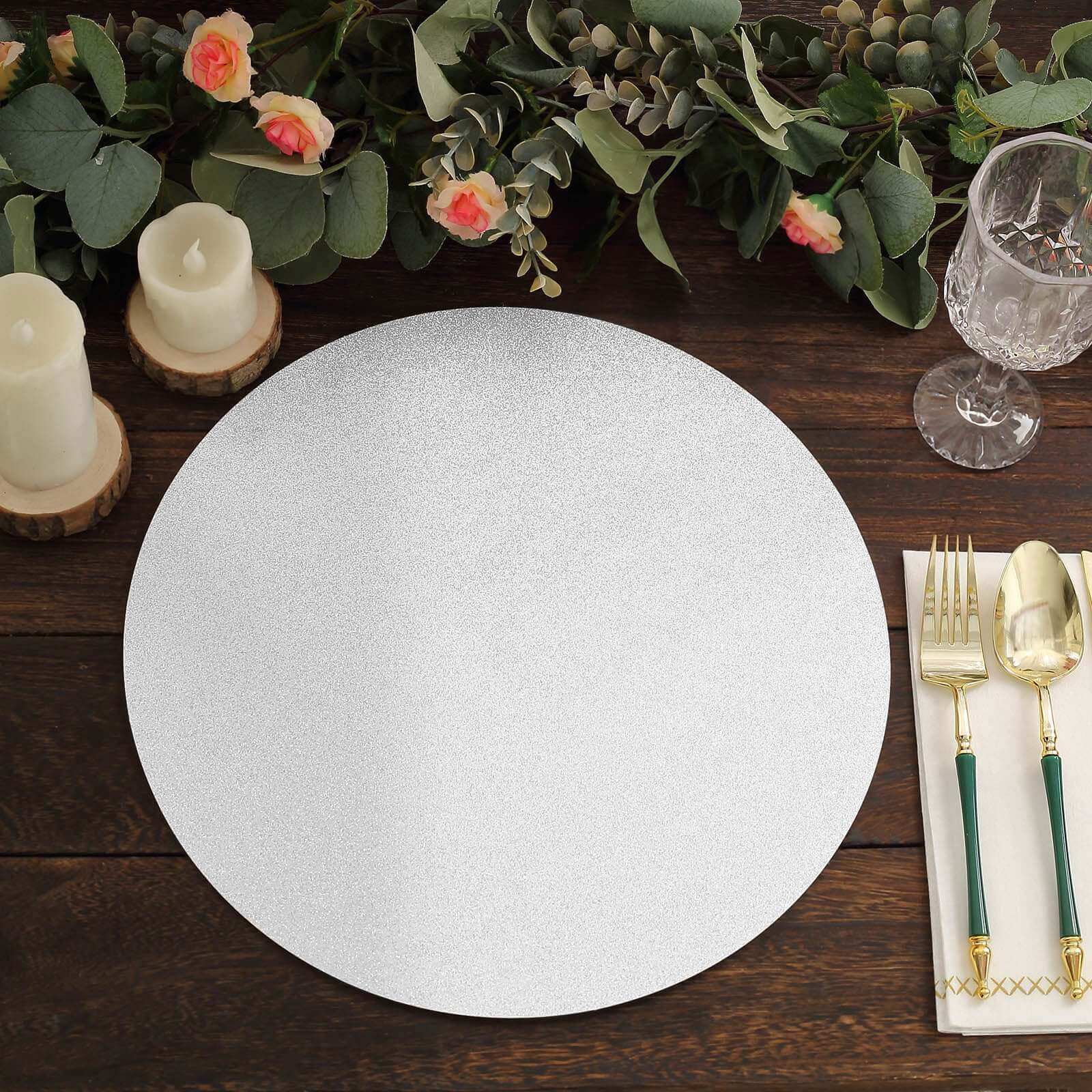 20-Pack Disposable Table Placemats in Silver Glitter - 210GSM Paper Placemats for Classy Events 13