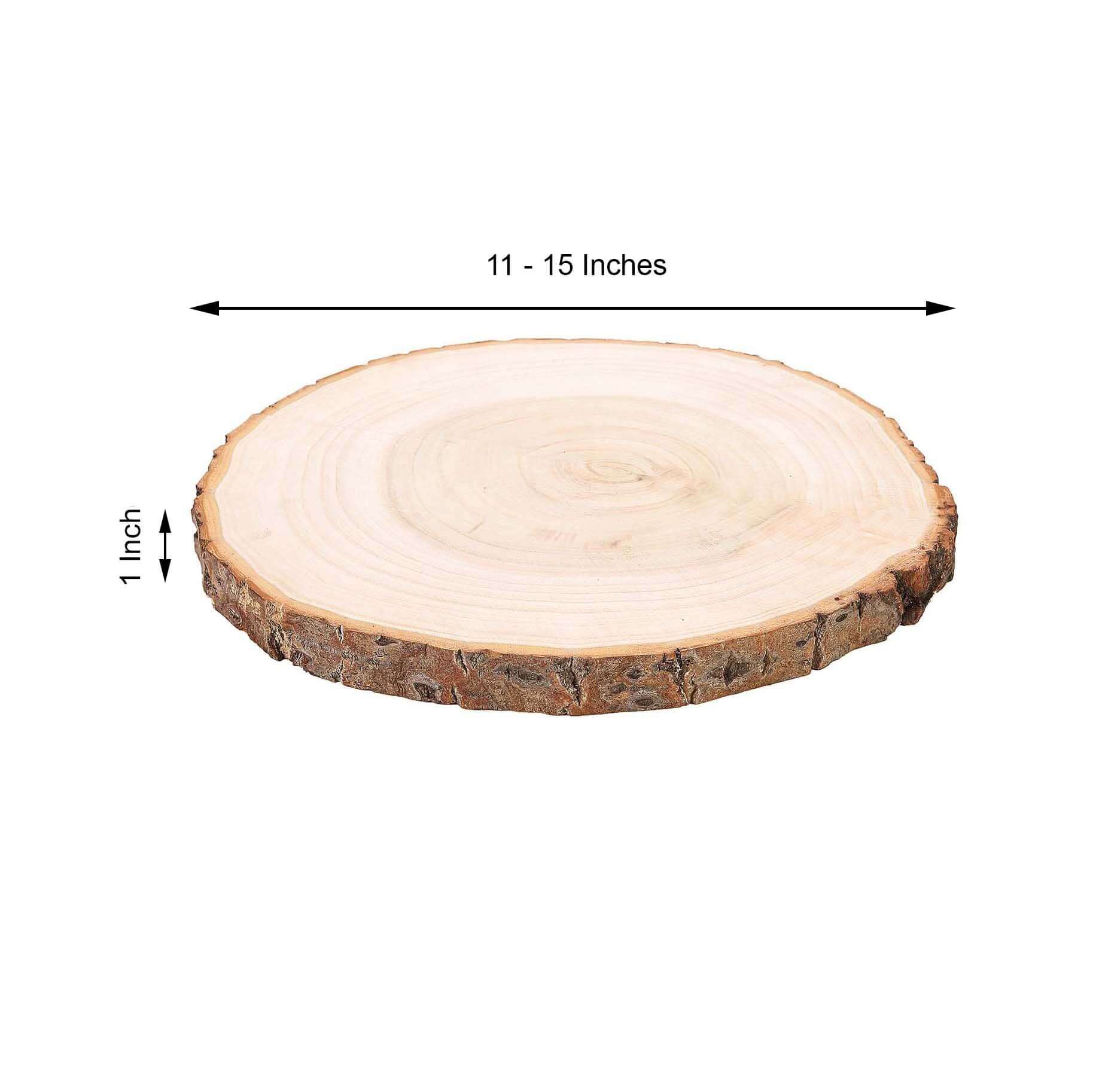 15 Dia Natural Wood Charger Plates With Bark Edge Wood Slice Chargers Rustic Wedding Table Settings