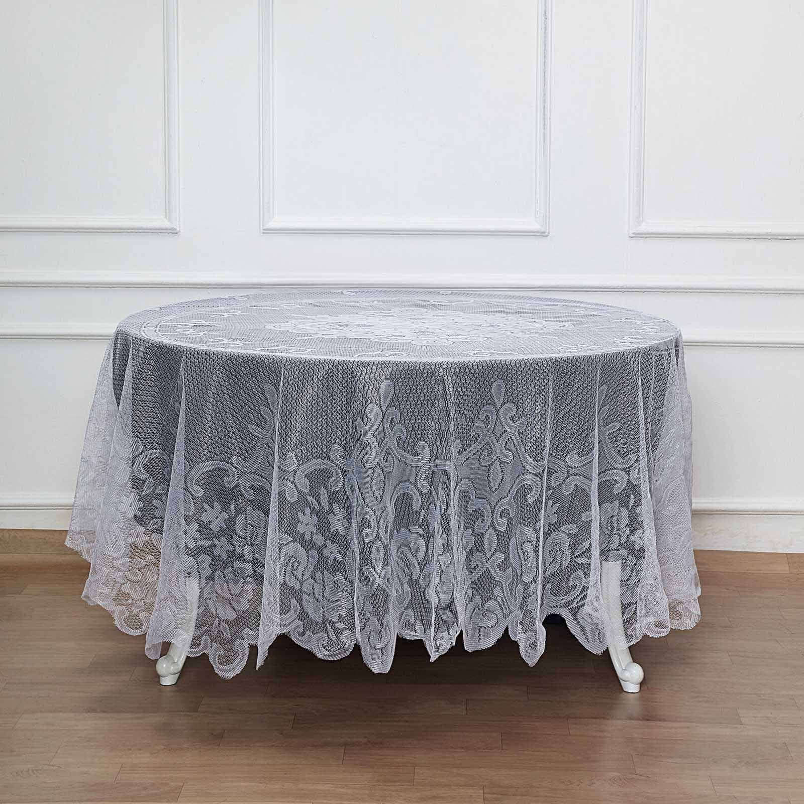 Lace 90 Round Tablecloth White - Premium Design for Versatile Table Decor