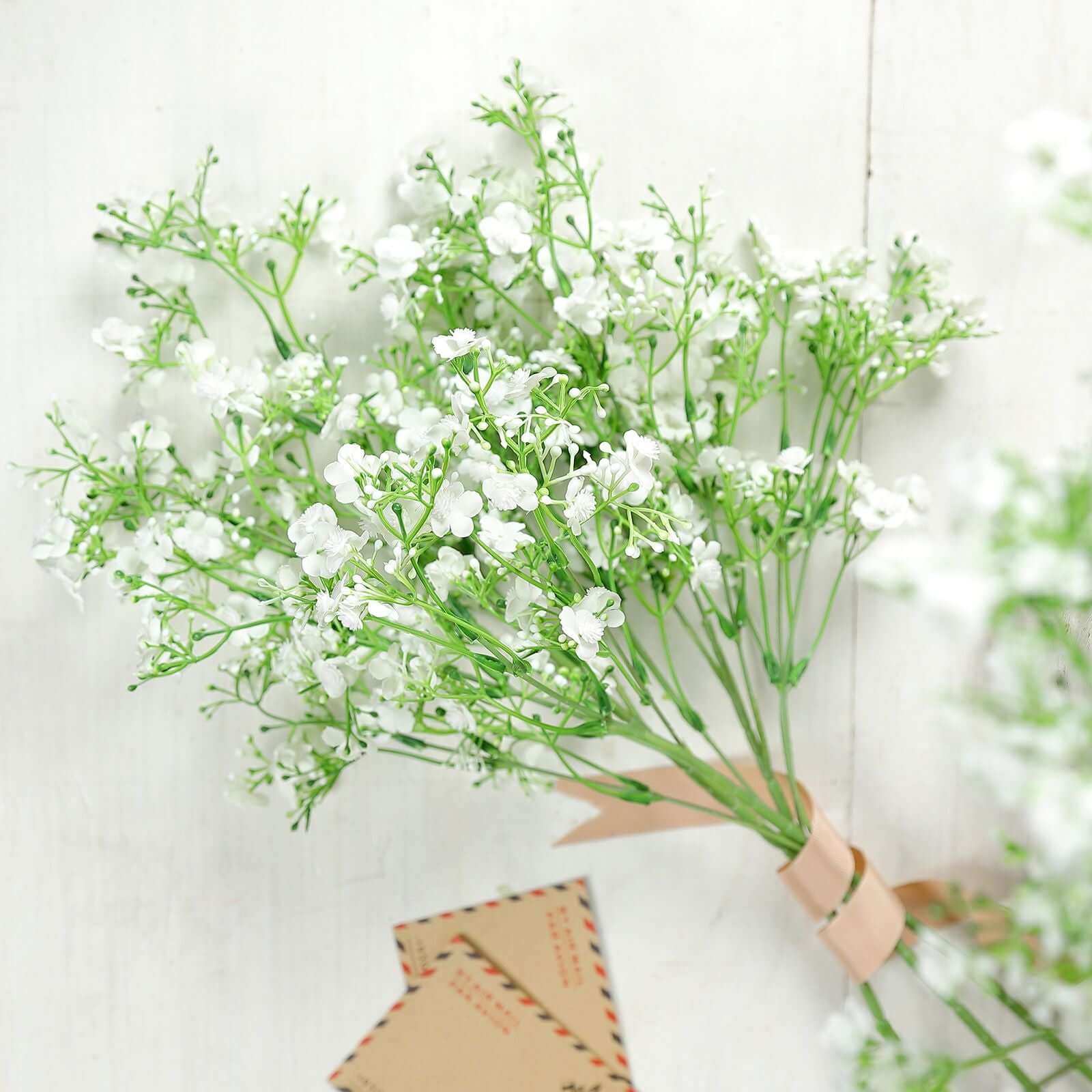 4 Stems 27 White Artificial Silk Babys Breath Gypsophila Flowers