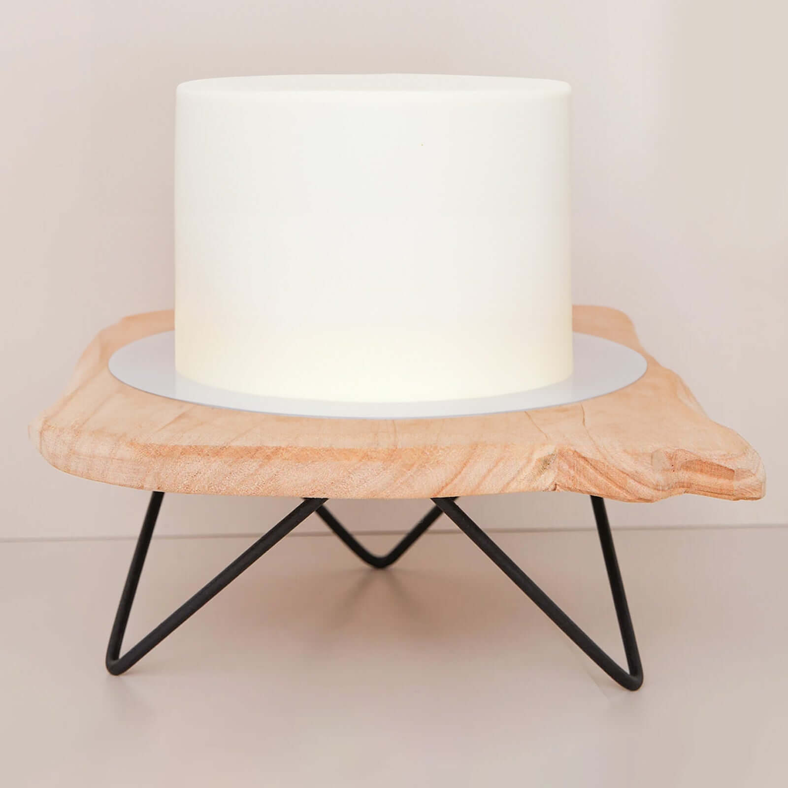 Wooden Cake Cupcake Stand Natural Wood Slice Design - Cheese Board Serving Tray with Hairpin Legs 12 Square