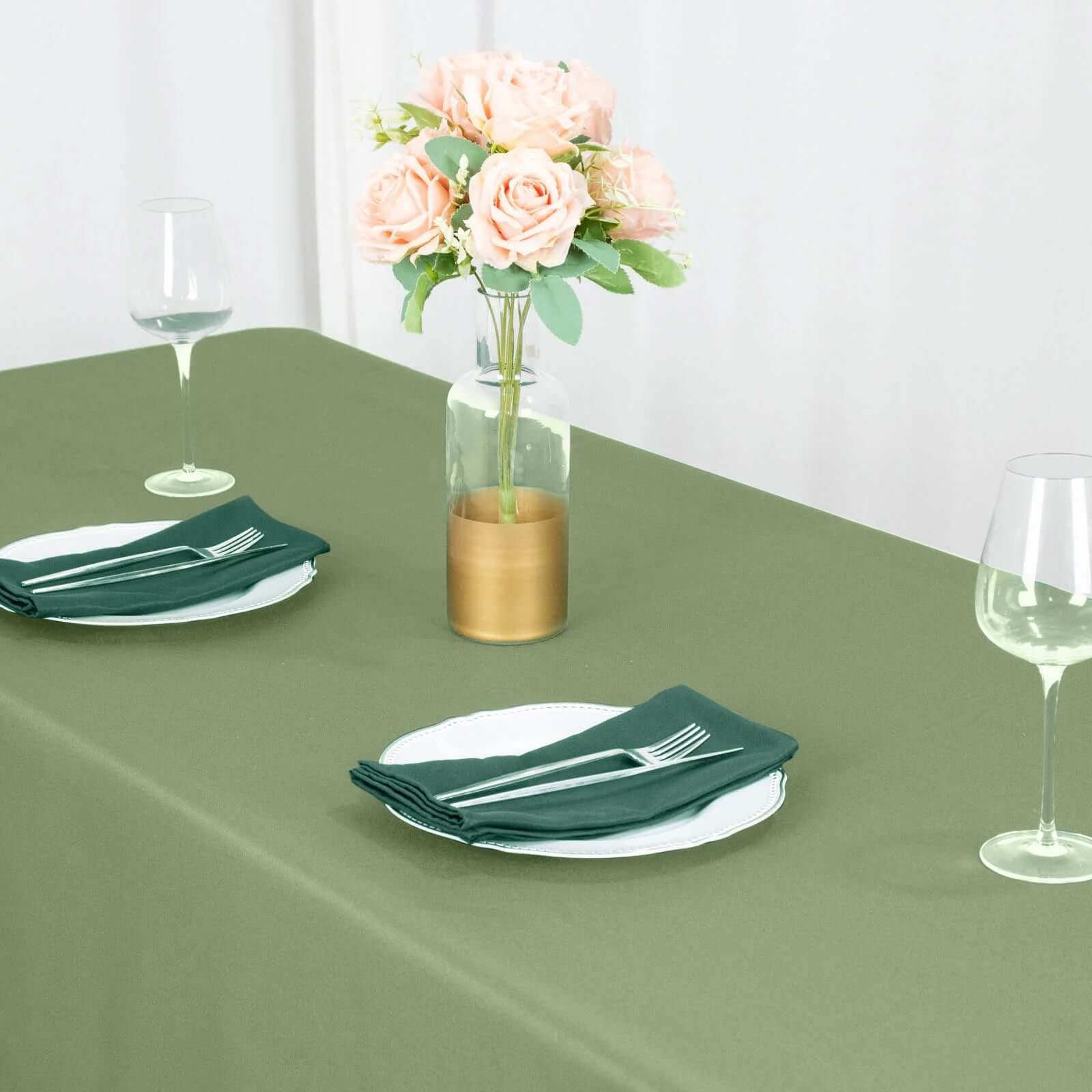 Premium Polyester 90x132 Rectangle Tablecloth Dusty Sage Green - Seamless 220GSM Stain-Resistant Table Cover