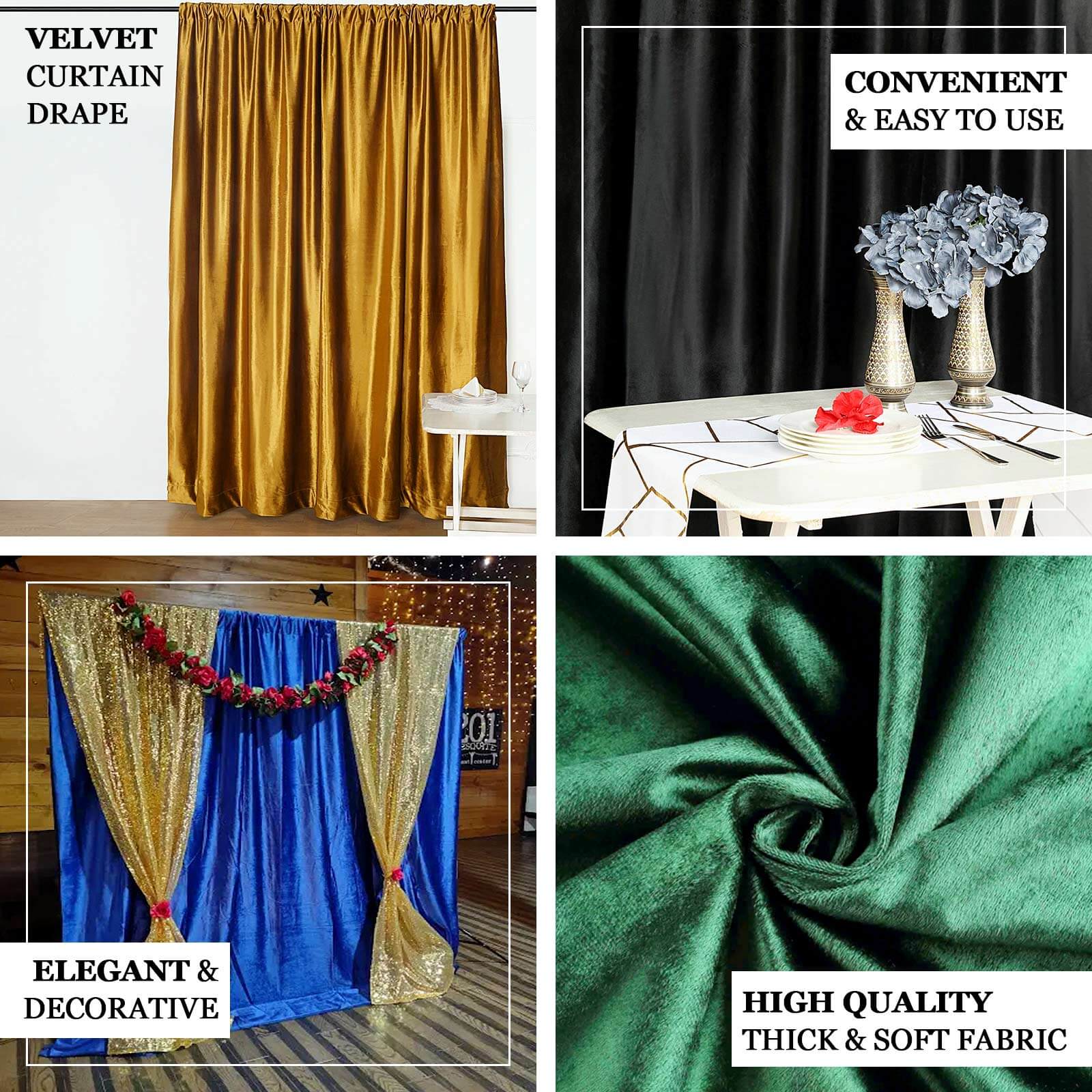 8ftx8ft Dusty Blue Premium Smooth Velvet Event Curtain Drapes, Privacy Backdrop Event Panel with Rod Pocket