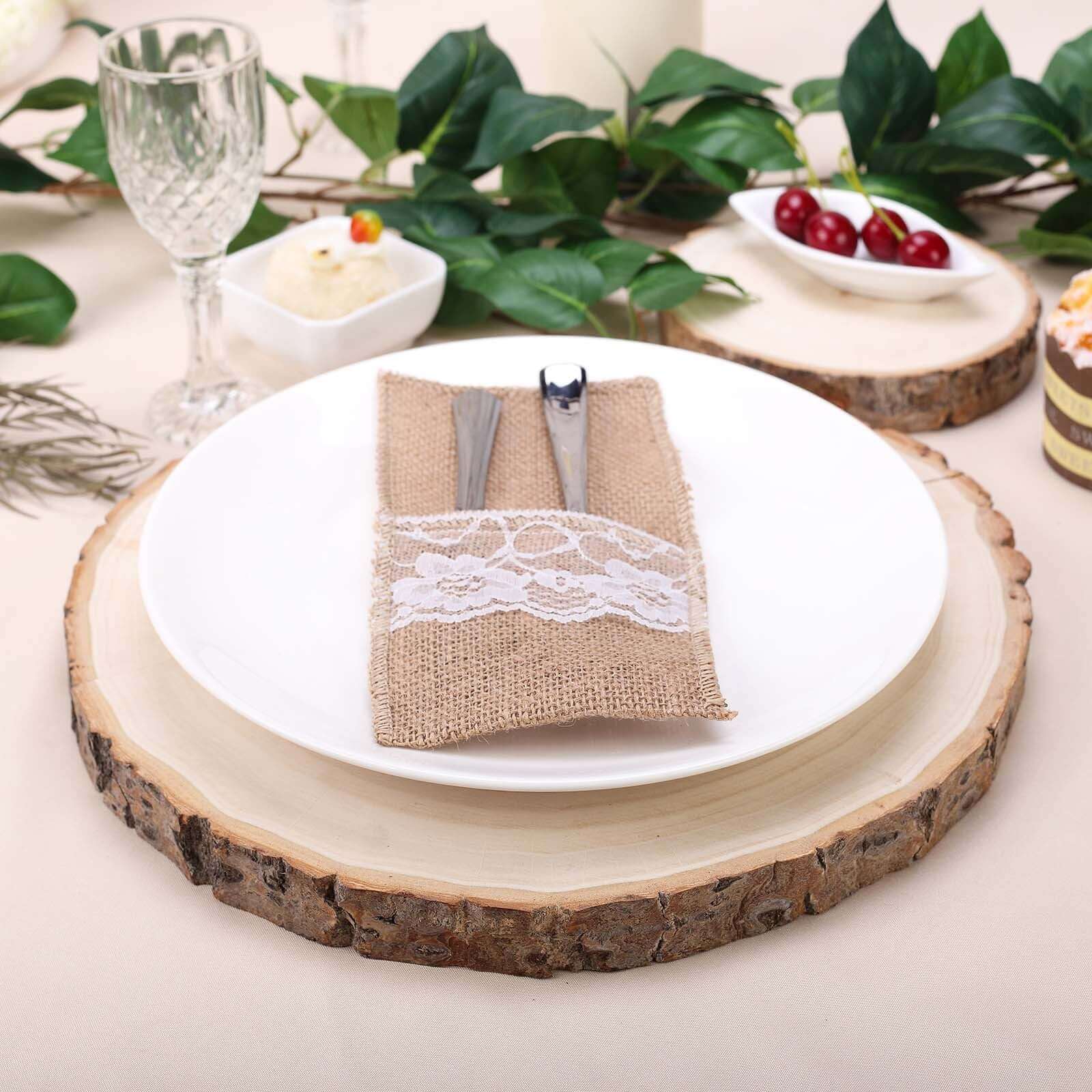 Rustic Poplar Wood Slices Round - Unique Decor for Tables & Events 15 Dia