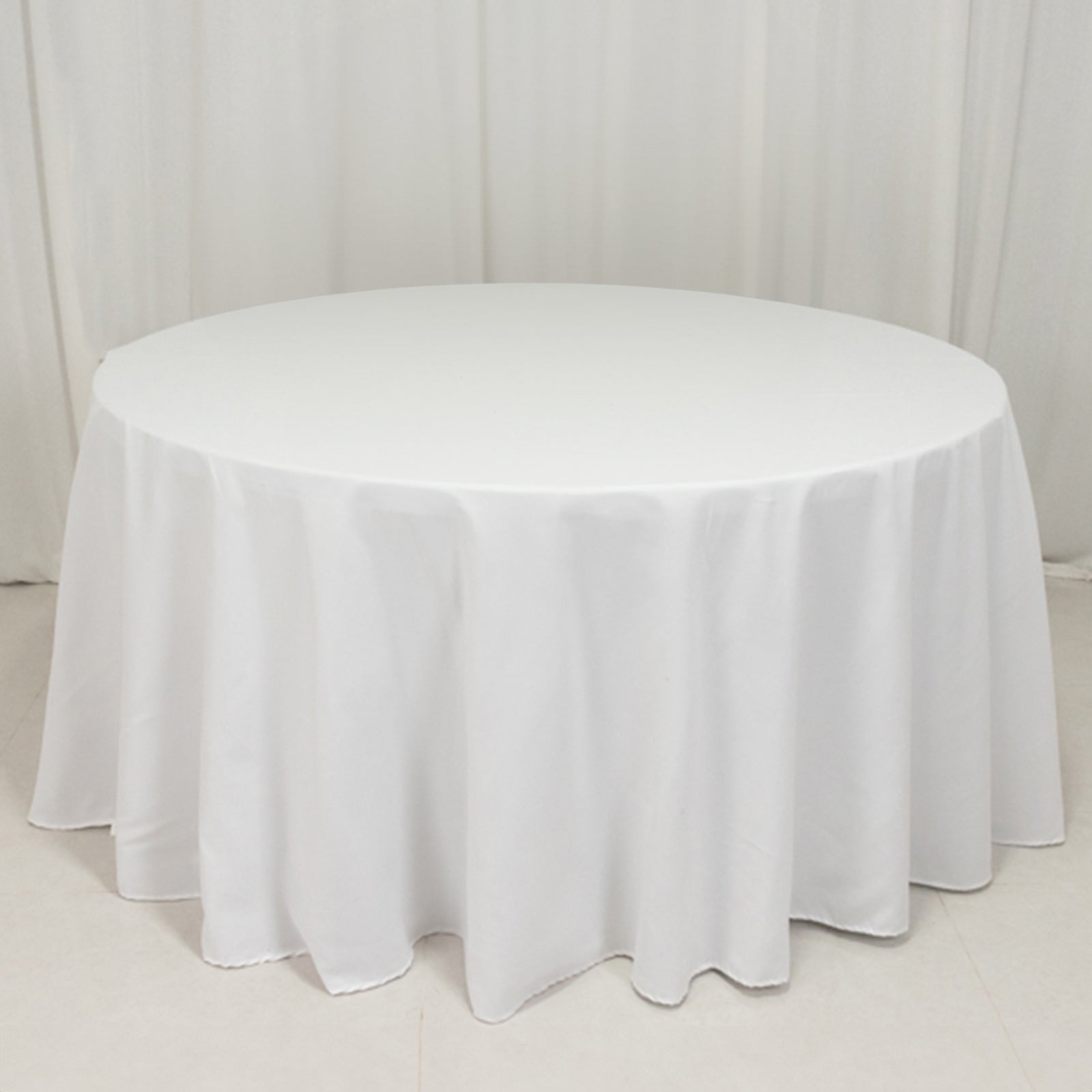 Cotton Blend 120 Round Tablecloth White - Seamless Wrinkle-Resistant Design for Upscale Occasions