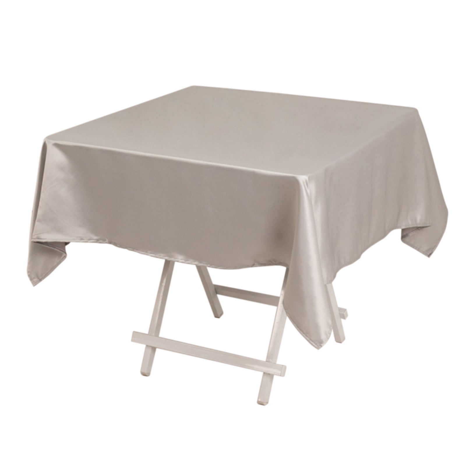 Lamour Satin 54x54 Square Tablecloth Silver - Durable & Silk-Like Table Cover