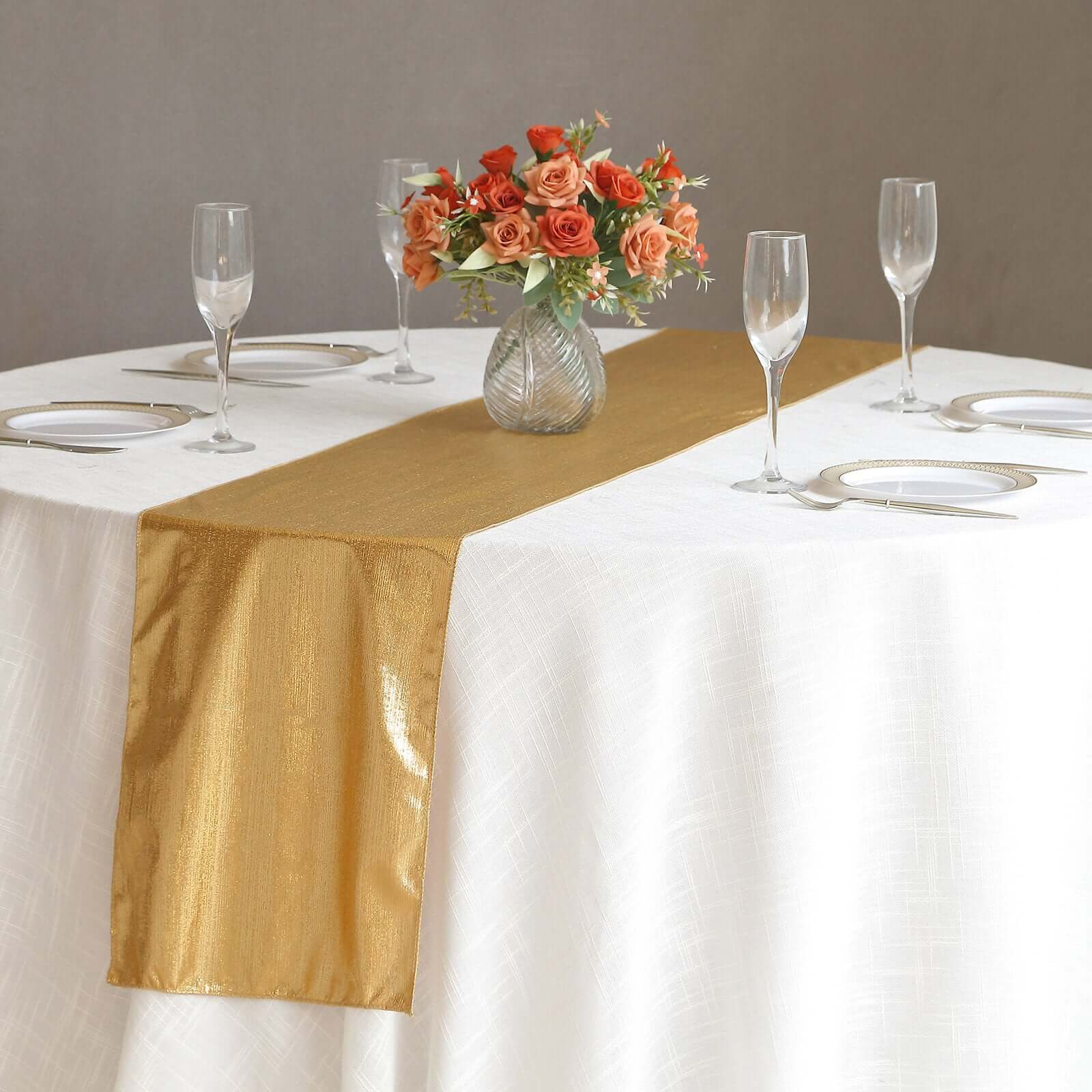 Polyester 12x108 Table Runner Gold Shimmer Sequin Dots - Wrinkle-Free Finish for Upscale Occasions