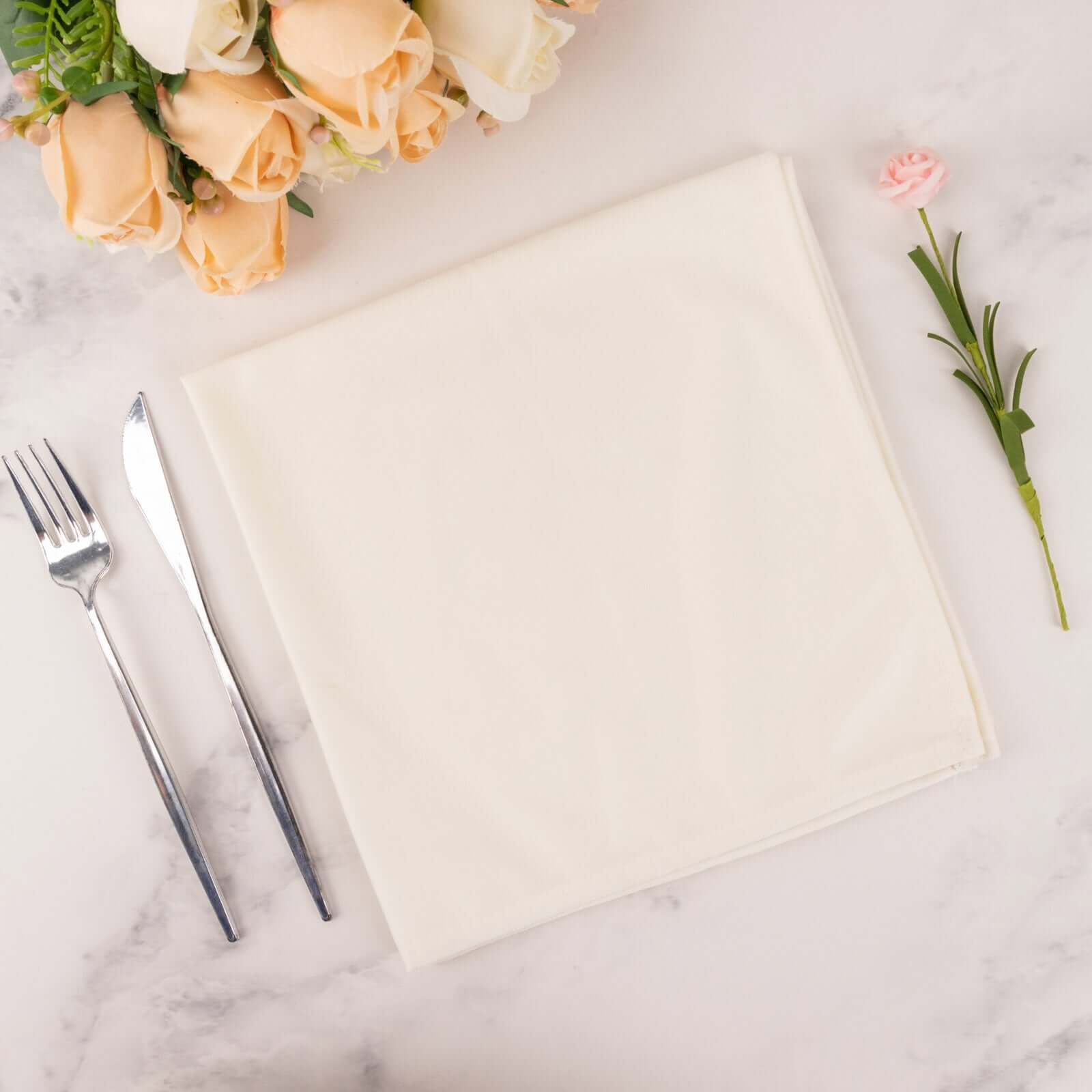 5 Pack Premium Scuba 20x20 Napkins Ivory - Durable & Reusable Dinner Napkins