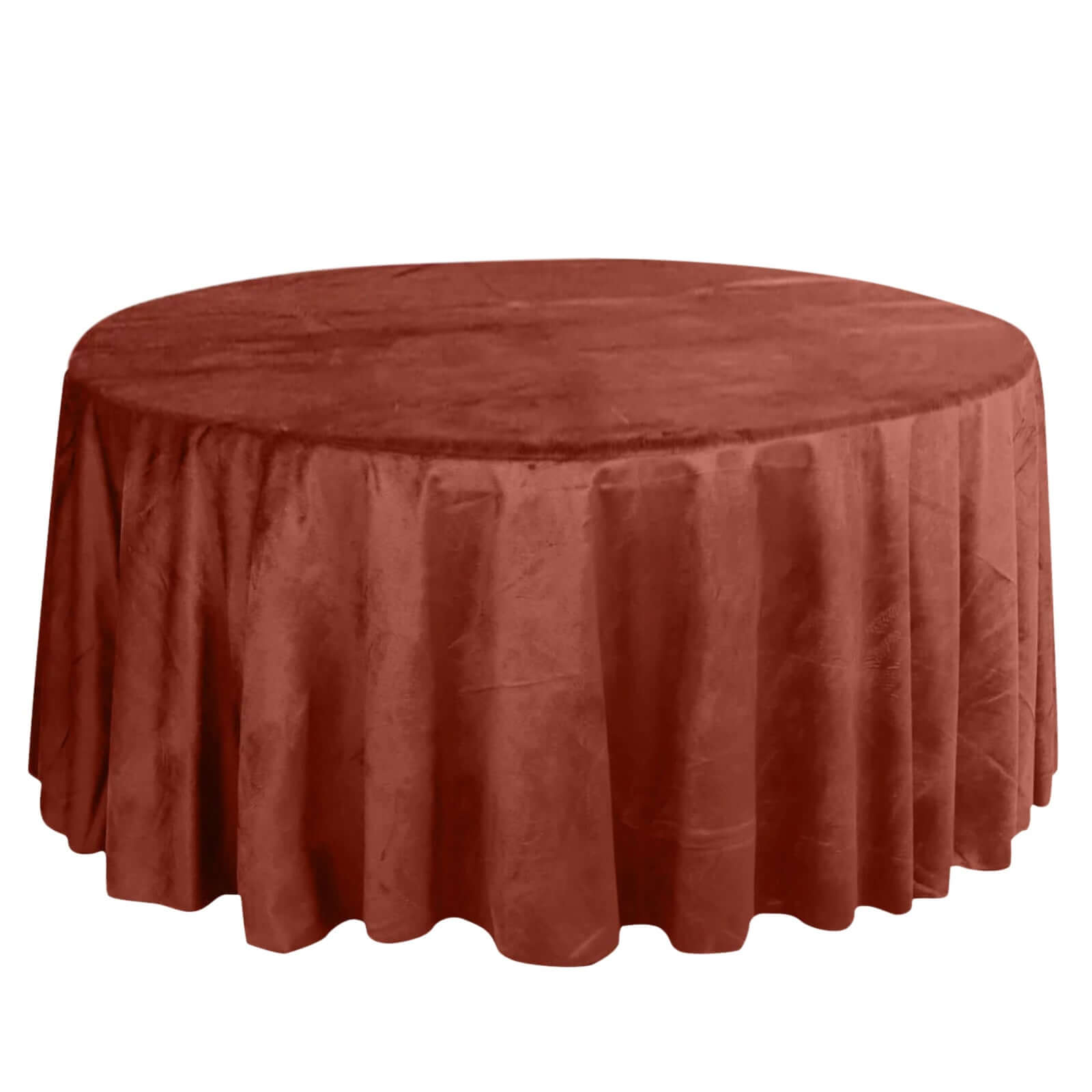 Premium Velvet 120 Round Tablecloth Terracotta (Rust) - Reusable Soft & Seamless Table Cover